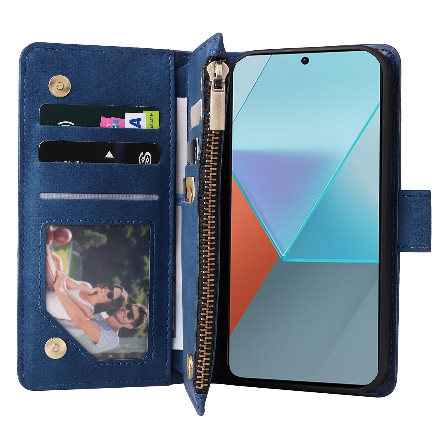For Xiaomi Redmi Note 13 Pro 5G / Poco X6 5G PU Leather Wallet Mobile Phone Cover Case with Multiple Card Slots