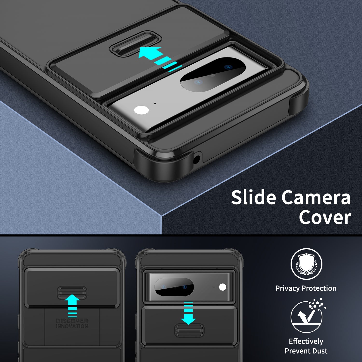 For Google Pixel 7 5G Case Slide Camera Shield PC+TPU Bump Proof Cell Phone Cover
