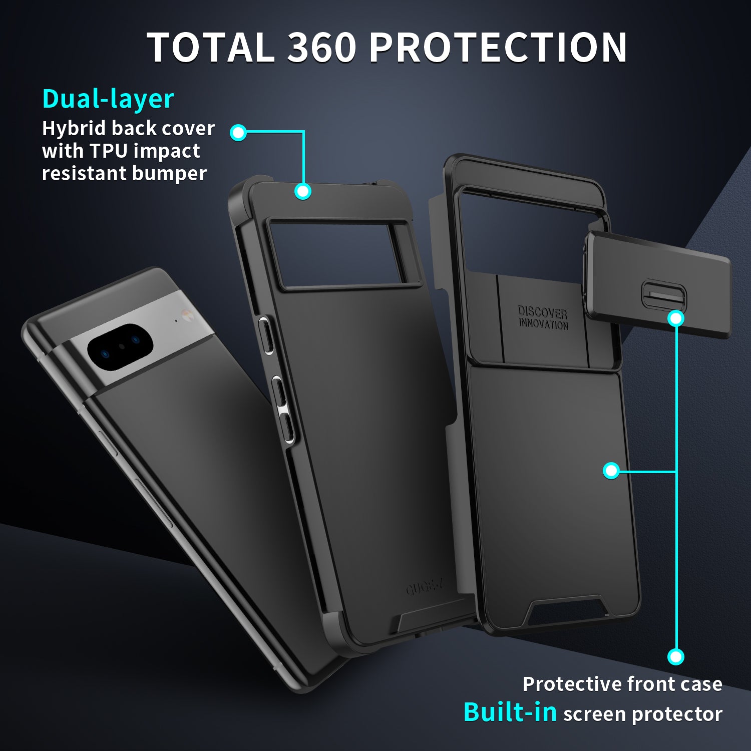 For Google Pixel 7 5G Case Slide Camera Shield PC+TPU Bump Proof Cell Phone Cover