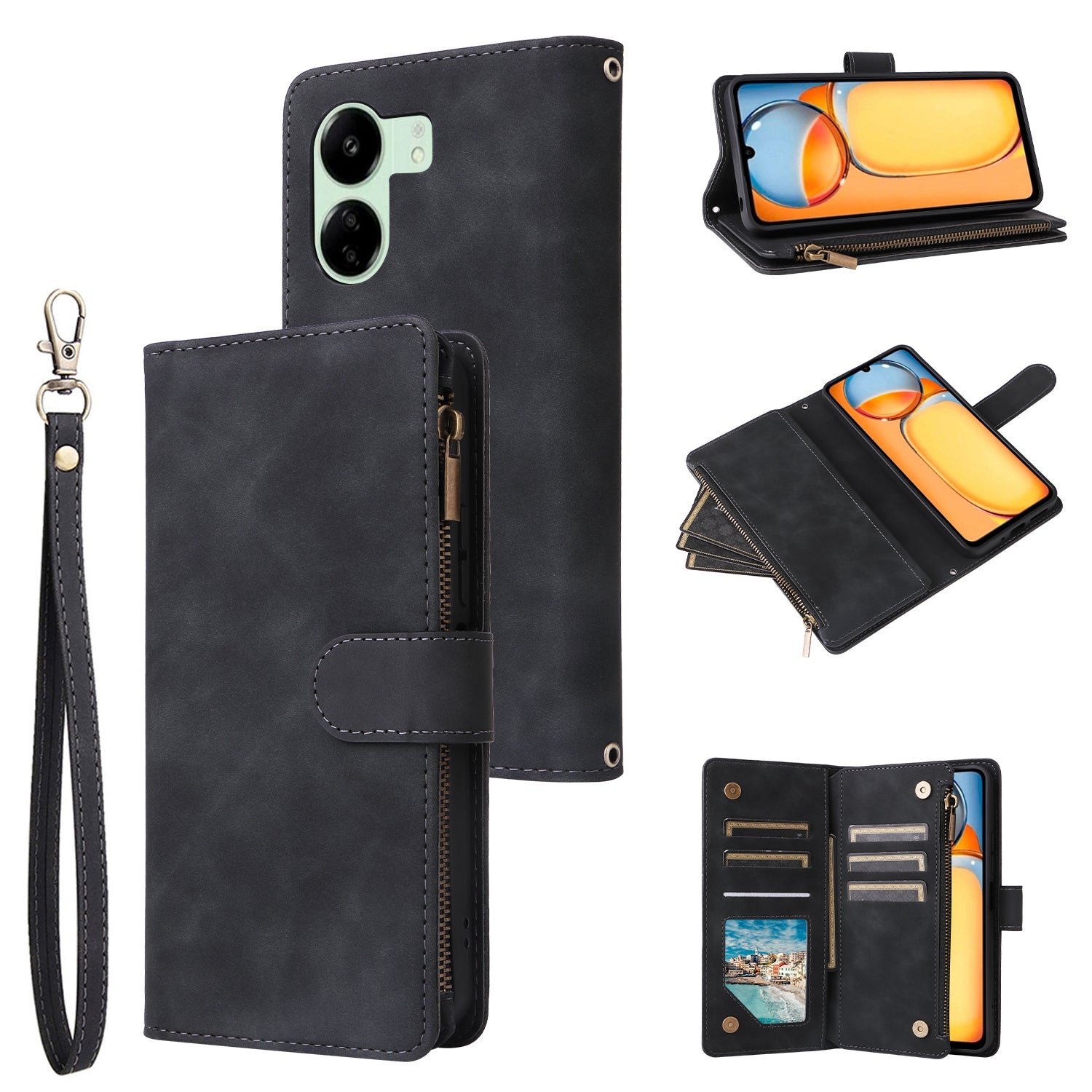 For Xiaomi Poco C65 4G / Redmi 13C 4G / 5G Cell Phone Case Multiple Card Slots Leather Protection Cover
