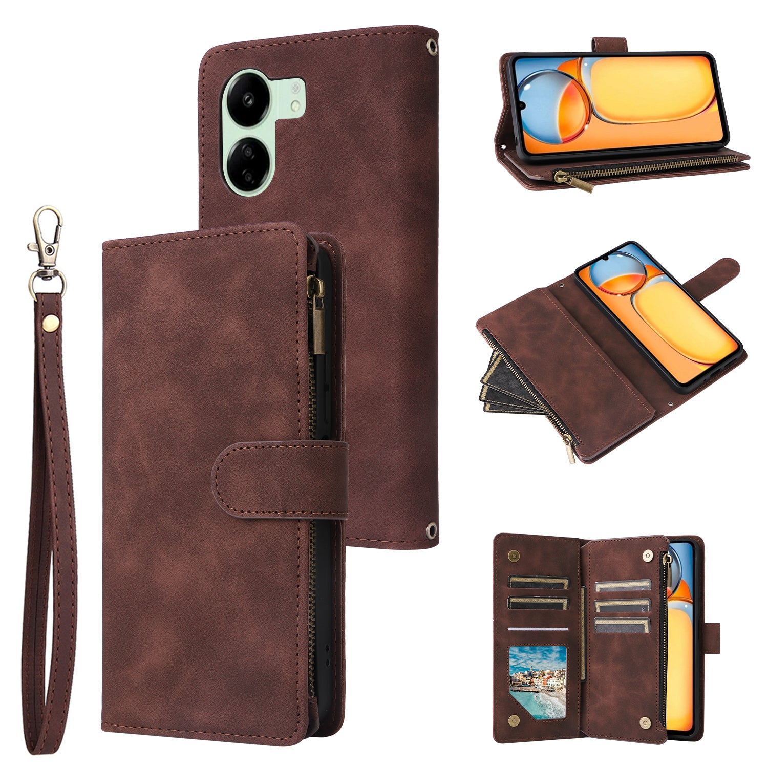 For Xiaomi Poco C65 4G / Redmi 13C 4G / 5G Cell Phone Case Multiple Card Slots Leather Protection Cover