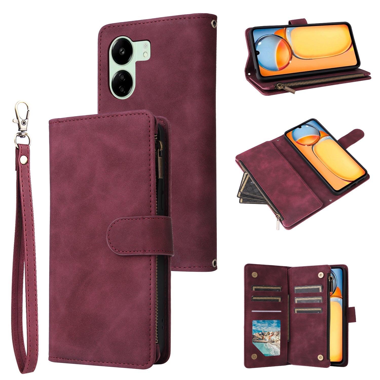 For Xiaomi Poco C65 4G / Redmi 13C 4G / 5G Cell Phone Case Multiple Card Slots Leather Protection Cover