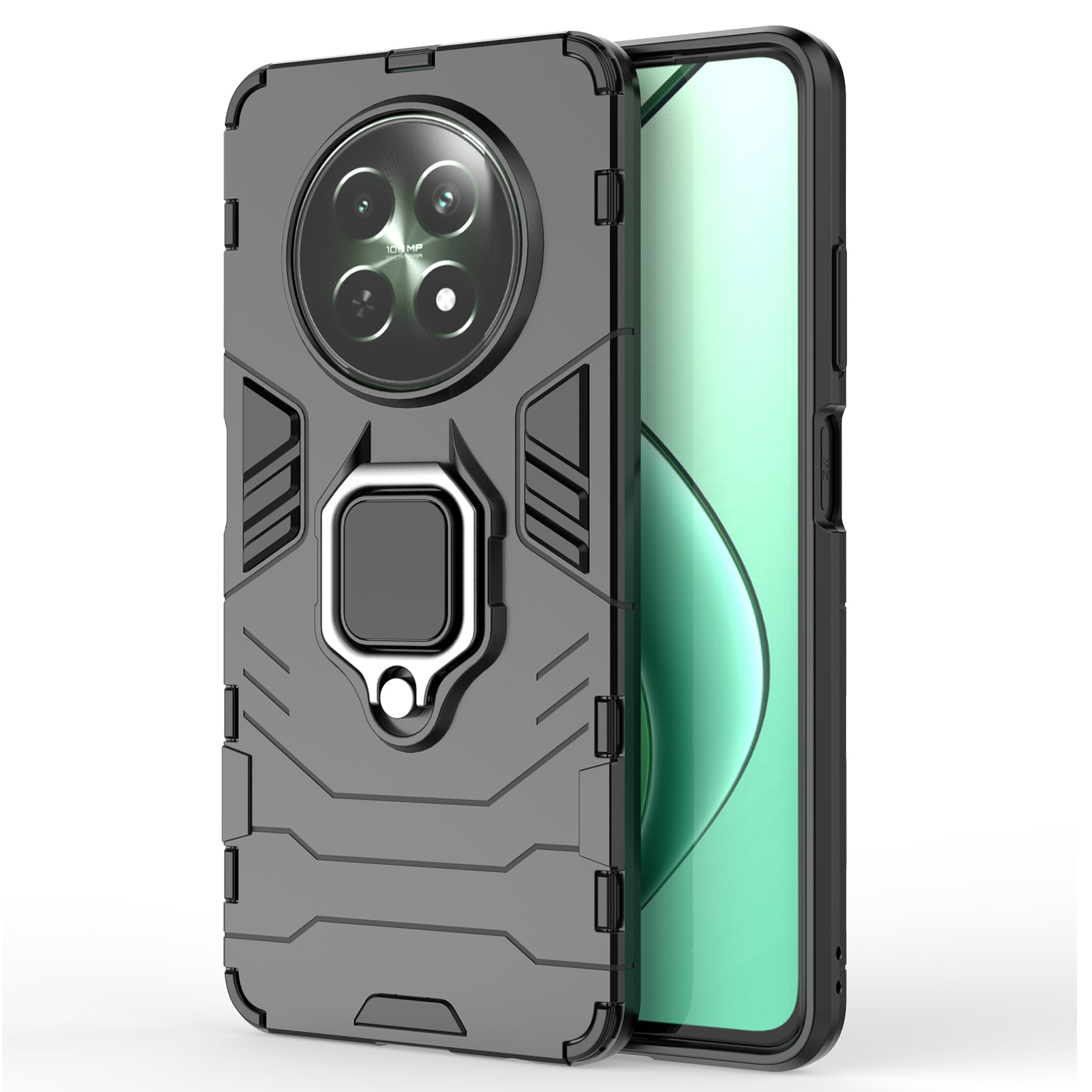 For Realme 12 Case PC+TPU Bump Proof Protective Shell with Ring Kickstand