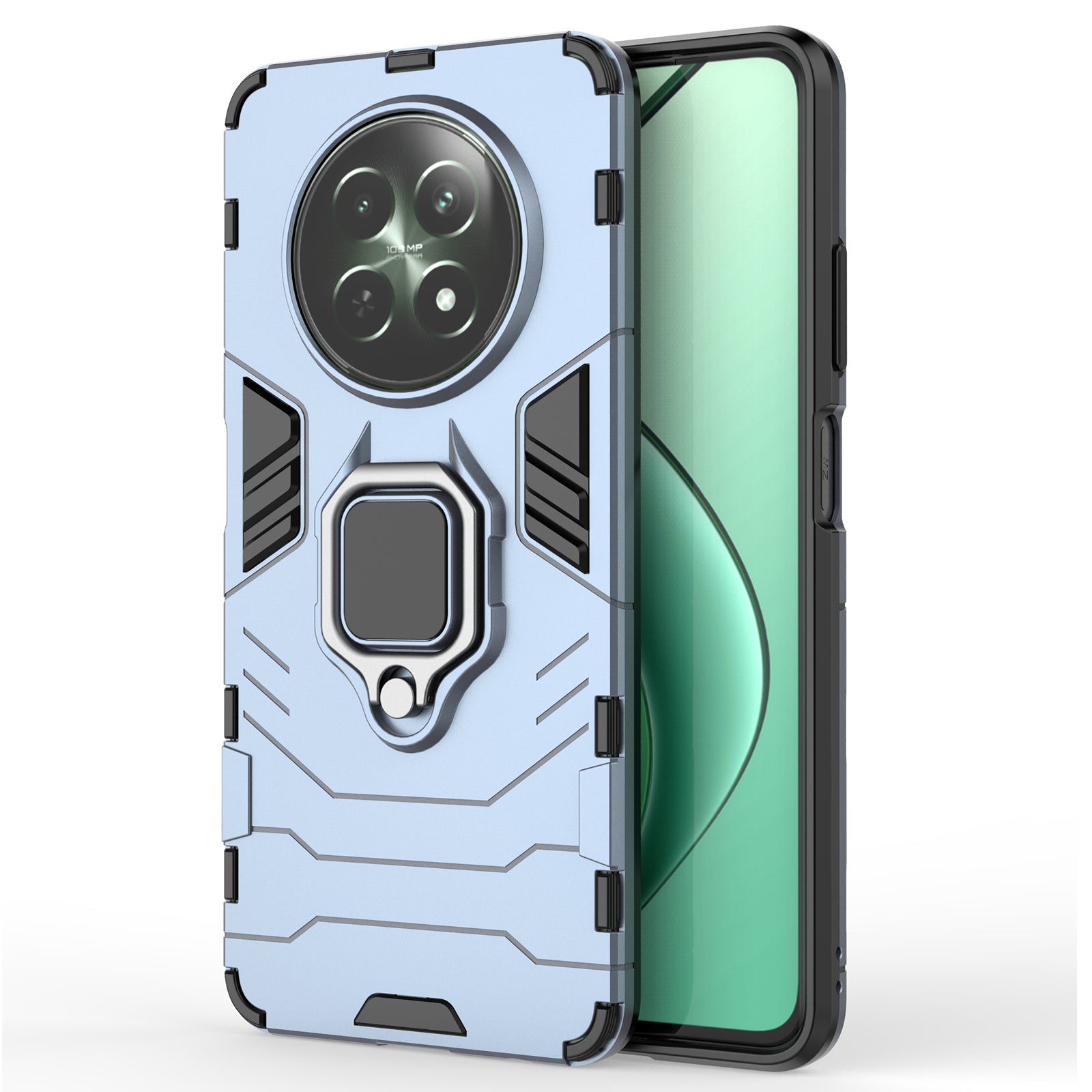 For Realme 12 Case PC+TPU Bump Proof Protective Shell with Ring Kickstand