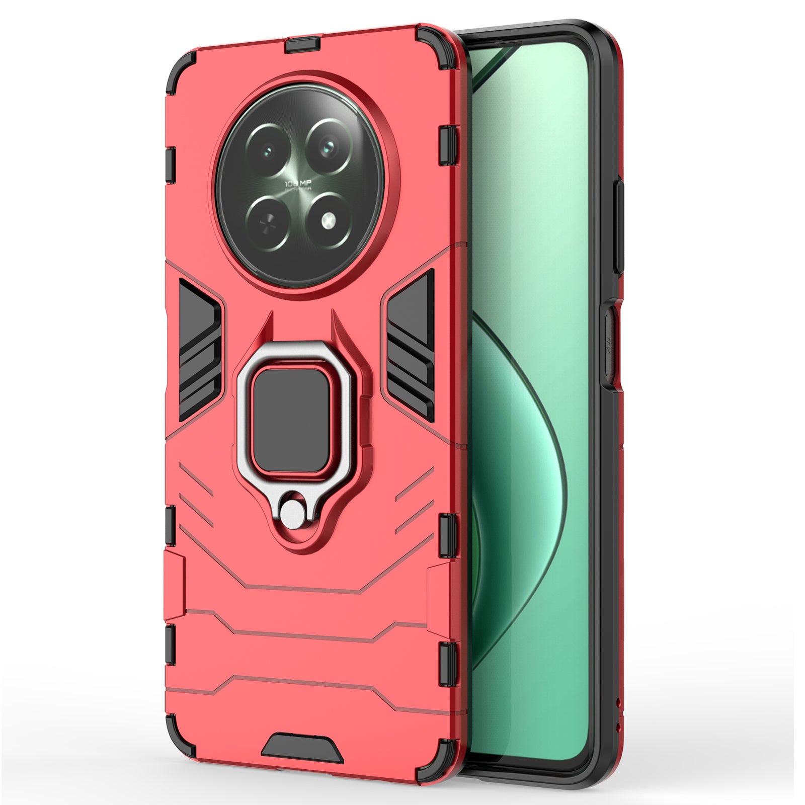 For Realme 12 Case PC+TPU Bump Proof Protective Shell with Ring Kickstand