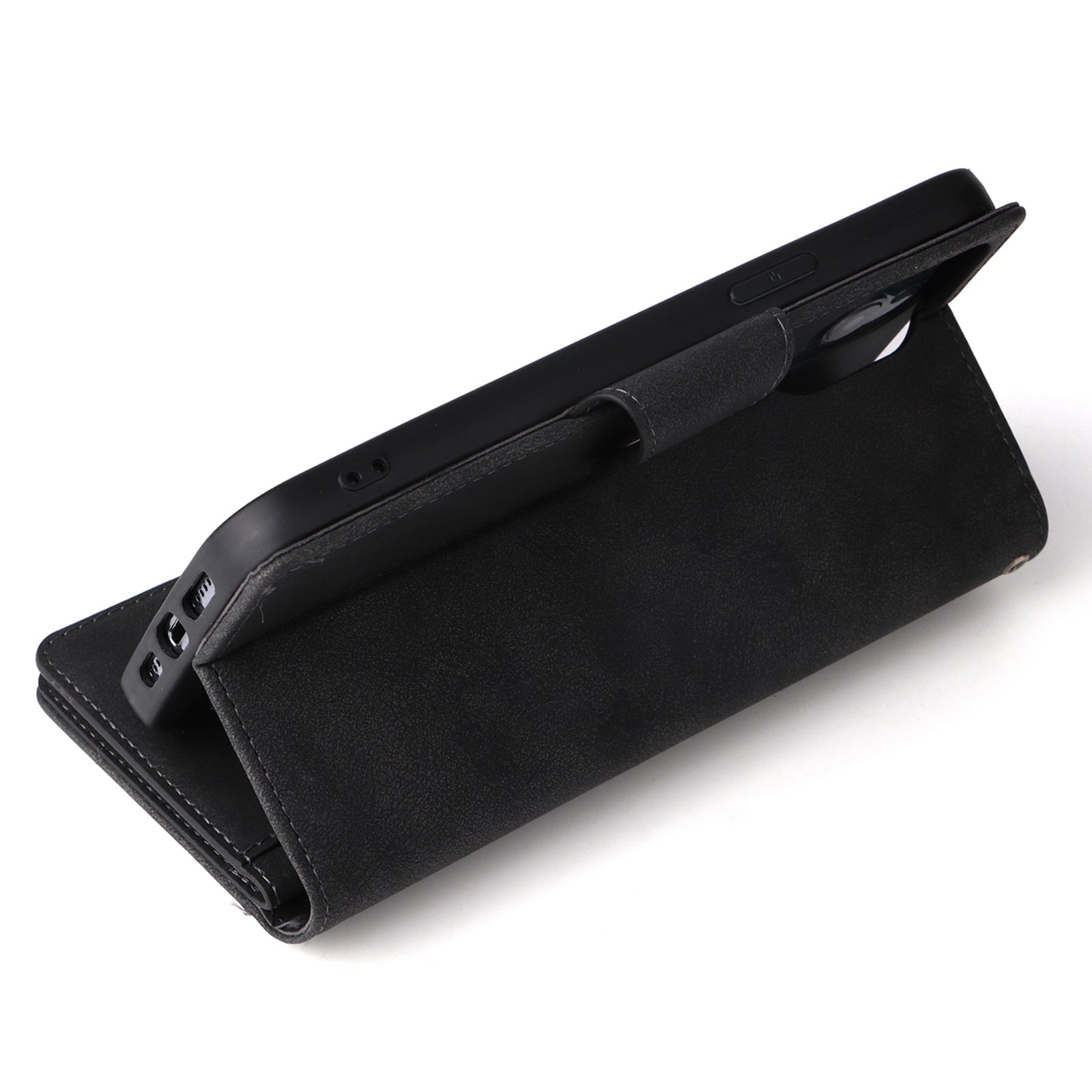 For iPhone 12 6.1 inch Case PU Leather Rivet Decor 9 Card Slots Phone Cover