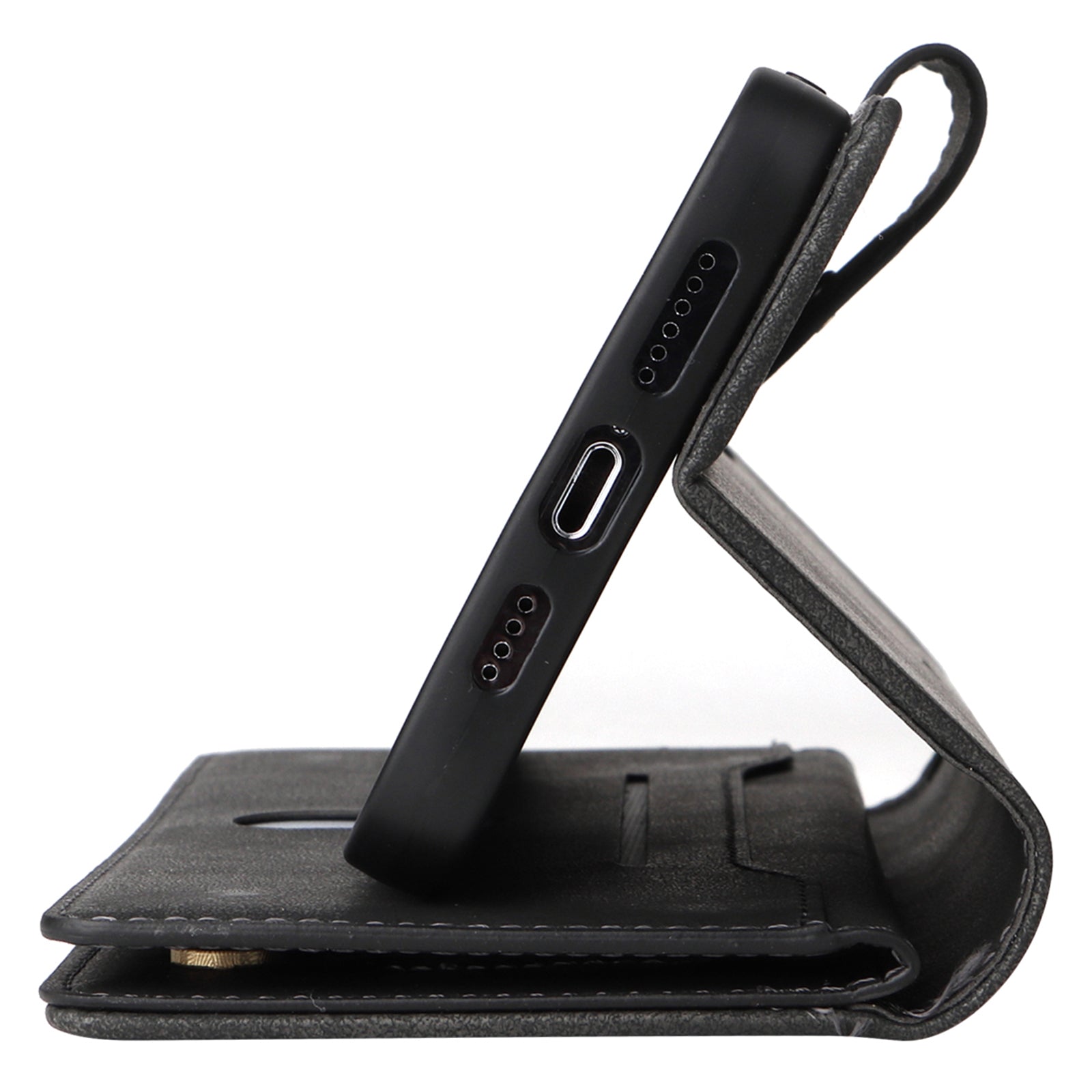 For iPhone 12 Pro Max Case Rivet Decor PU Leather Wallet Flip Phone Cover