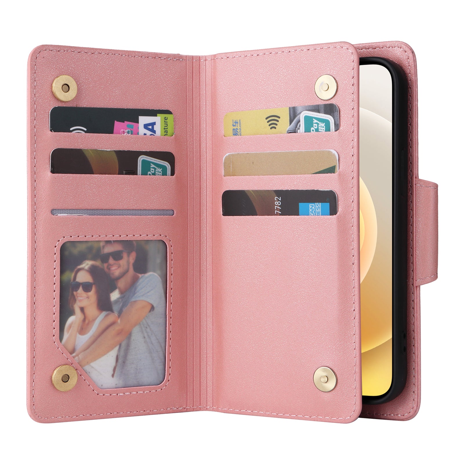 For iPhone 12 mini Shockproof Case Rivet Decor PU Leather Phone Cover