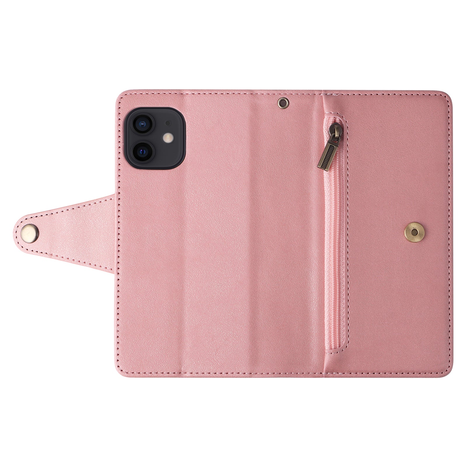 For iPhone 12 mini Shockproof Case Rivet Decor PU Leather Phone Cover