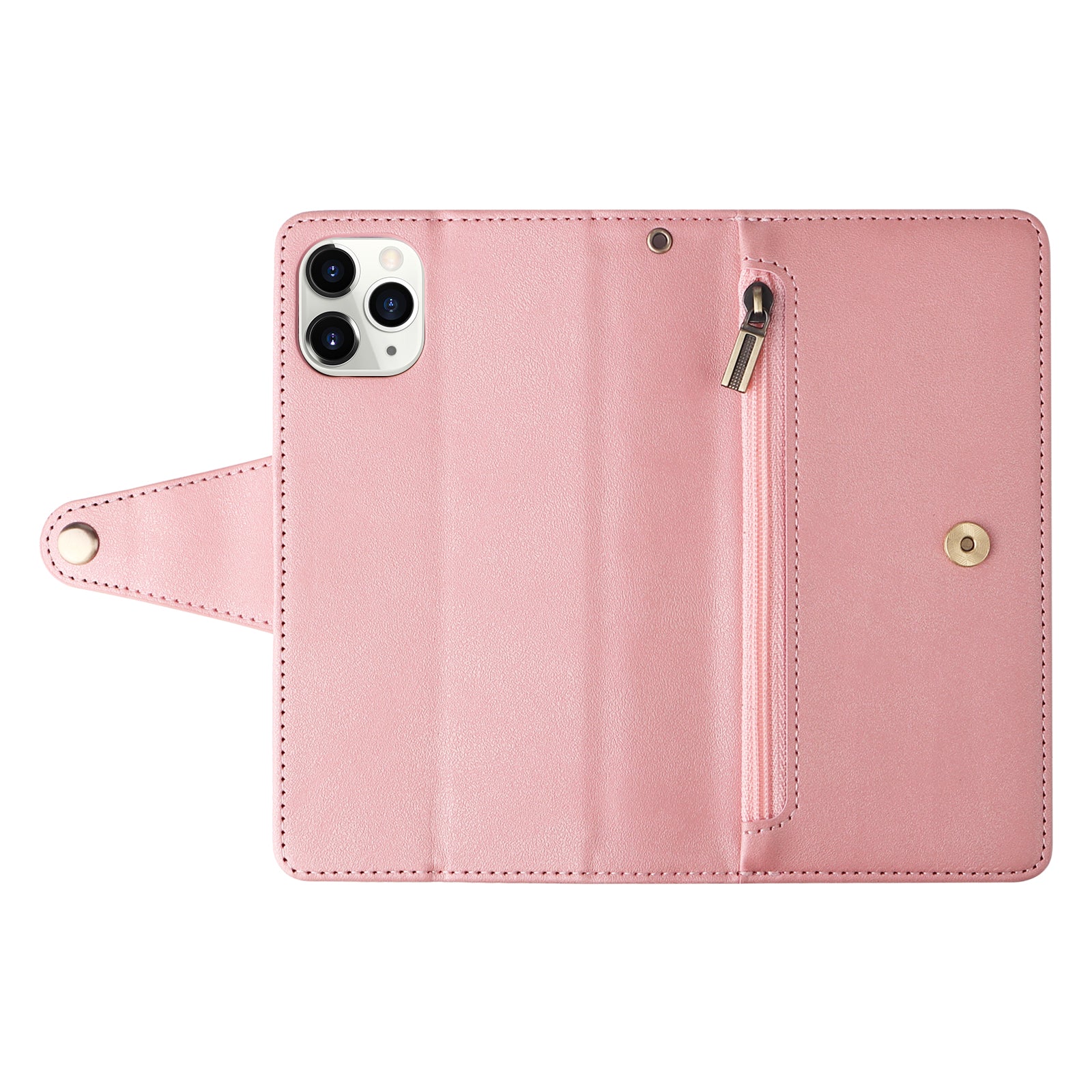 For iPhone 11 Pro Max Case PU Leather Wallet Card Slots Phone Cover with Rivet Decor