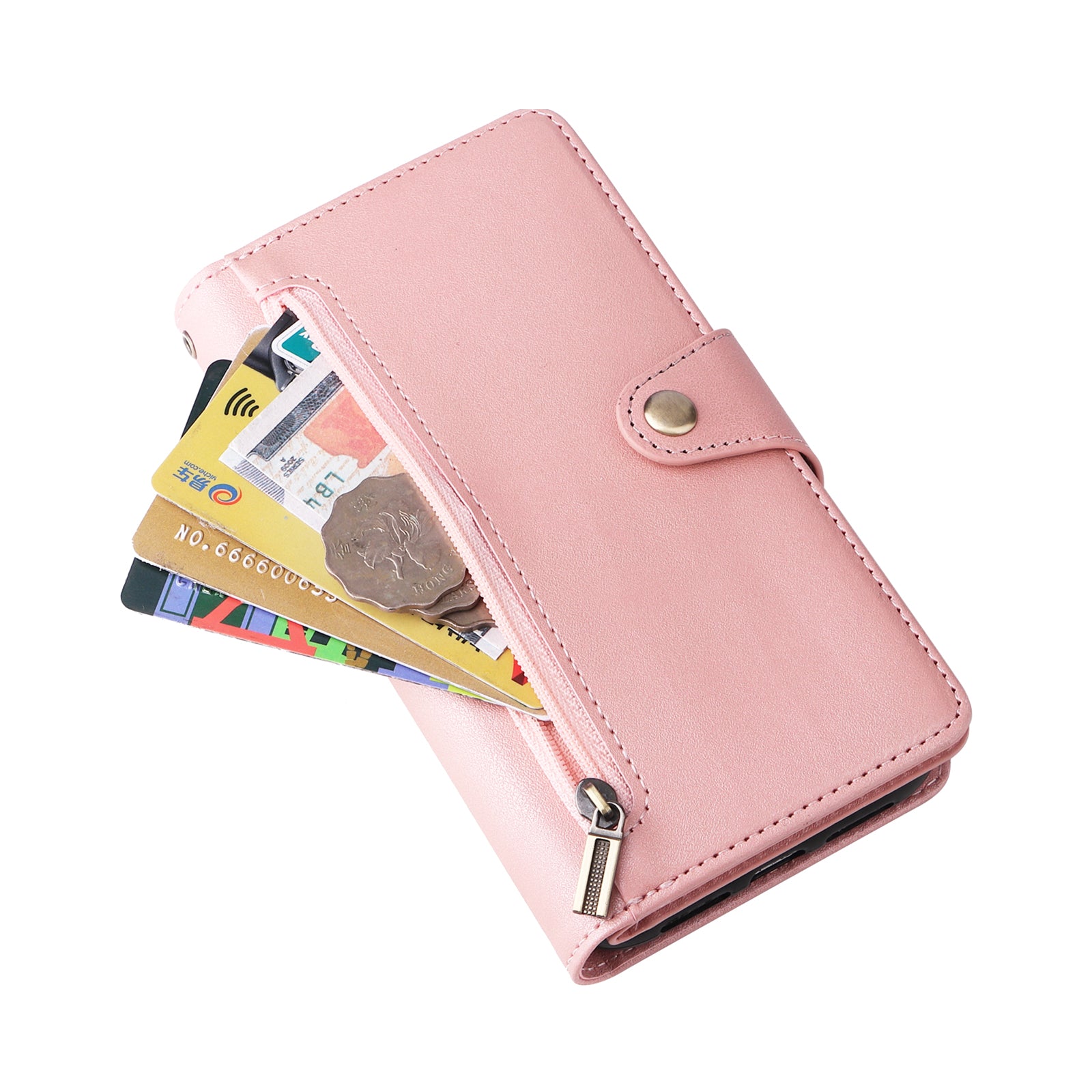 For iPhone 11 Pro Max Case PU Leather Wallet Card Slots Phone Cover with Rivet Decor