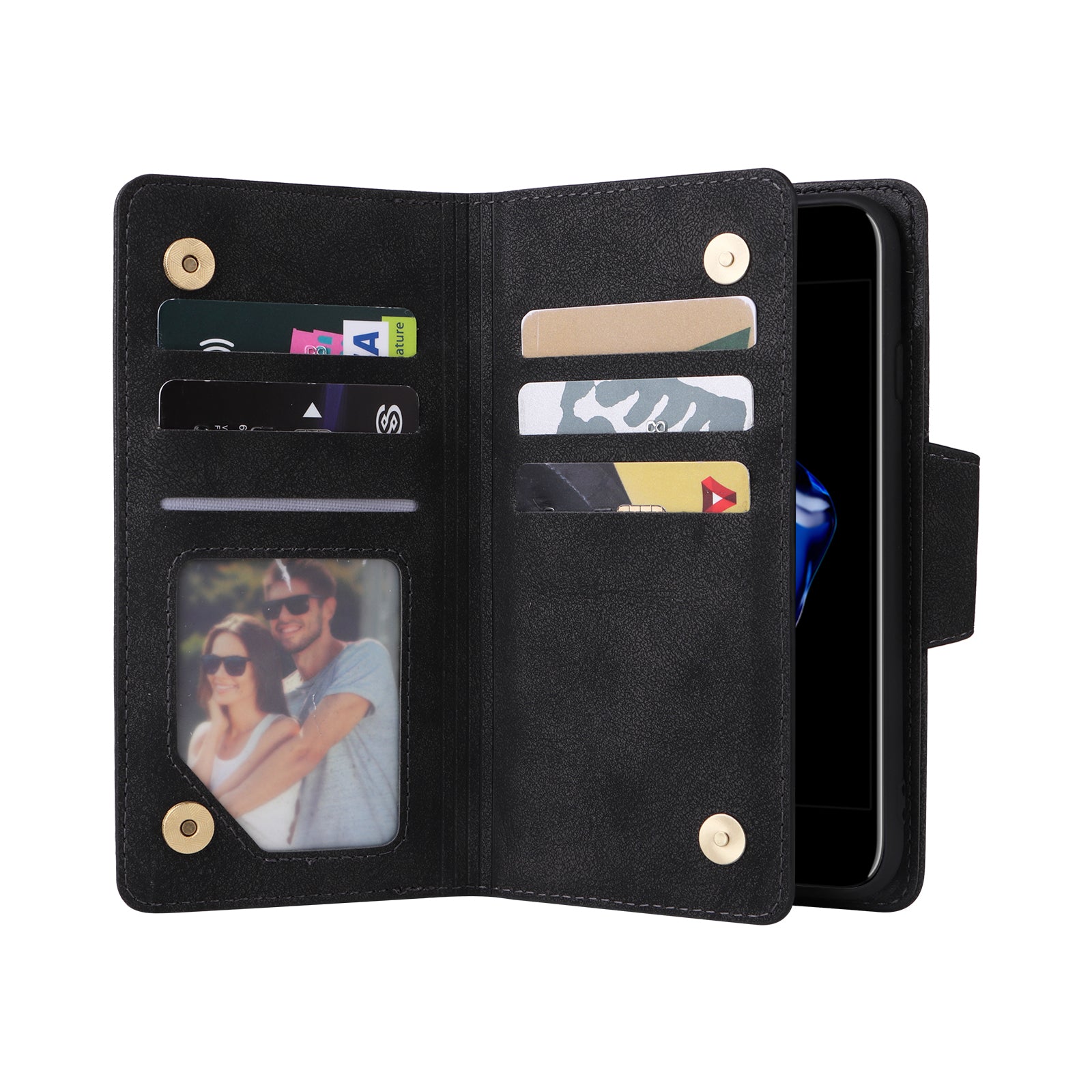 For iPhone 7 / 8 / SE (2020) / SE (2022) Case PU Leather Stand Phone Cover with Rivet Decor