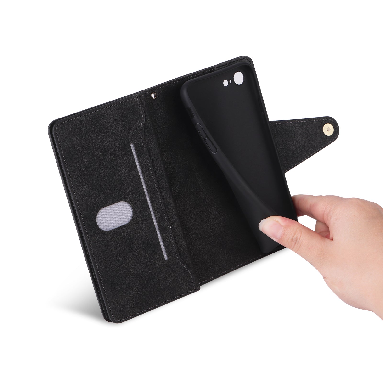 For iPhone 7 / 8 / SE (2020) / SE (2022) Case PU Leather Stand Phone Cover with Rivet Decor