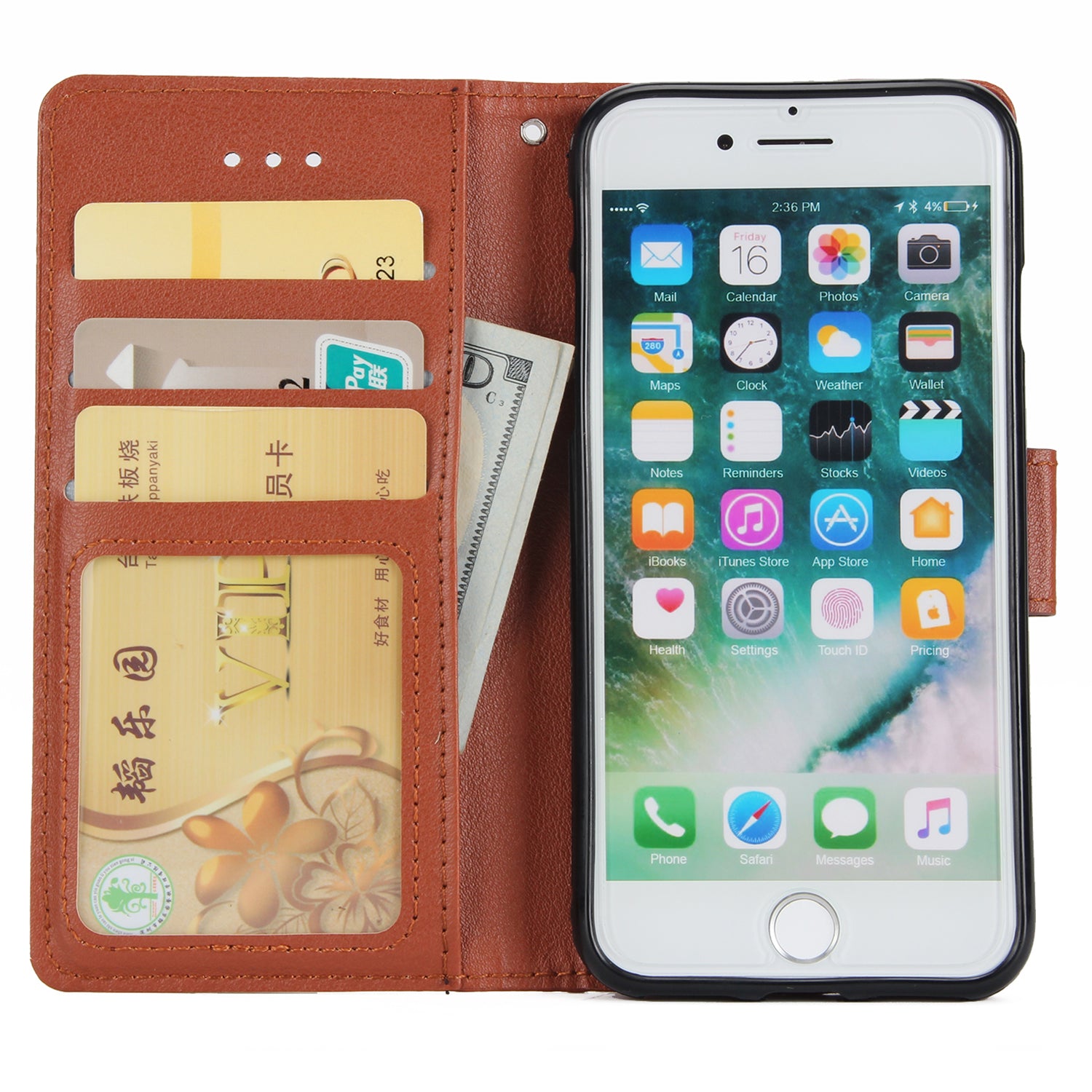 For iPhone 7 / 8 / SE (2020) / SE (2022) Case PU Leather 3 Card Slots Stand Phone Cover