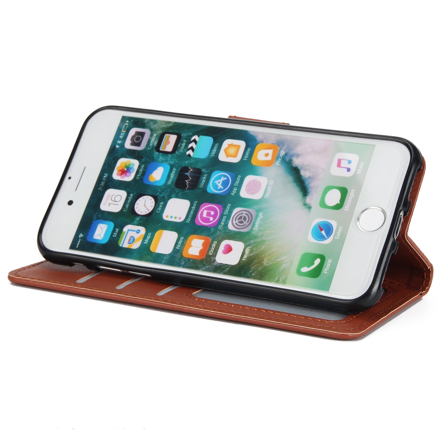 For iPhone 7 / 8 / SE (2020) / SE (2022) Case PU Leather 3 Card Slots Stand Phone Cover