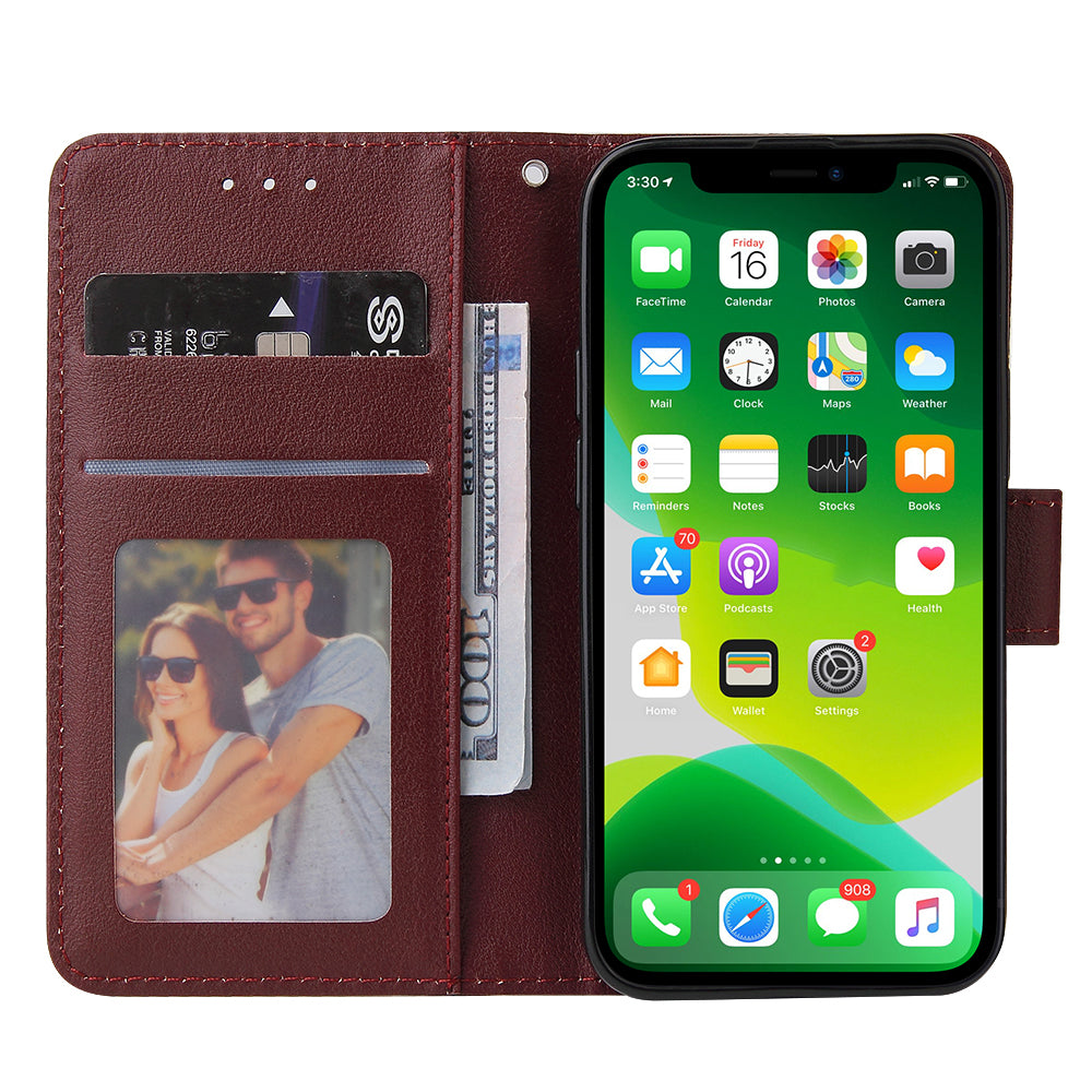 For iPhone 13 mini Case PU Leather Phone Cover with Card Slots Wallet