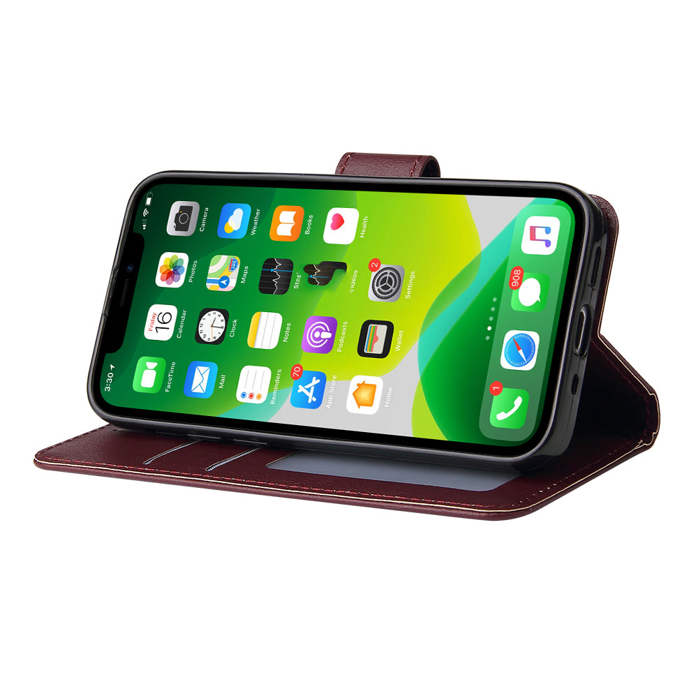 For iPhone 13 mini Case PU Leather Phone Cover with Card Slots Wallet