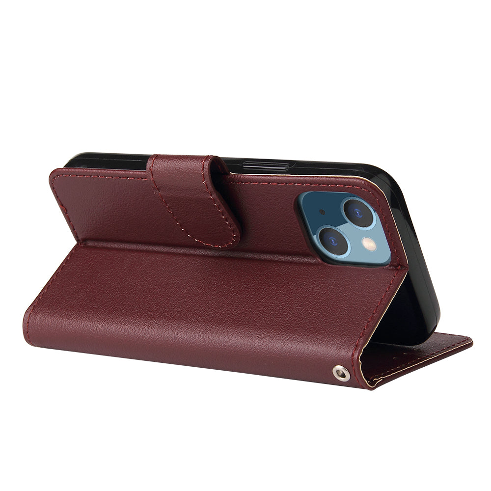 For iPhone 13 mini Case PU Leather Phone Cover with Card Slots Wallet