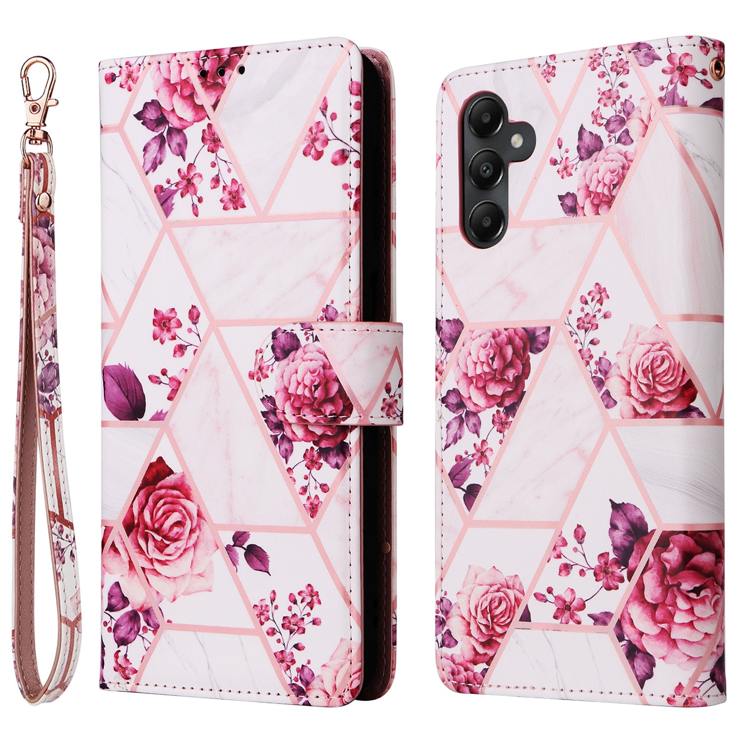 For Samsung Galaxy A05s 4G Case Lacquered Leather Phone Shell Marble Pattern Design