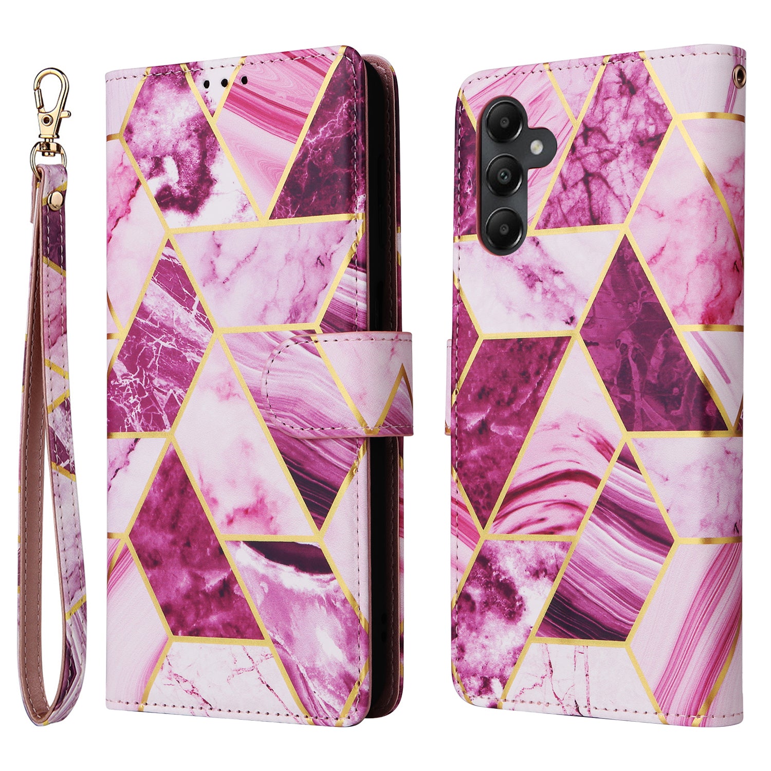 For Samsung Galaxy A05s 4G Case Lacquered Leather Phone Shell Marble Pattern Design