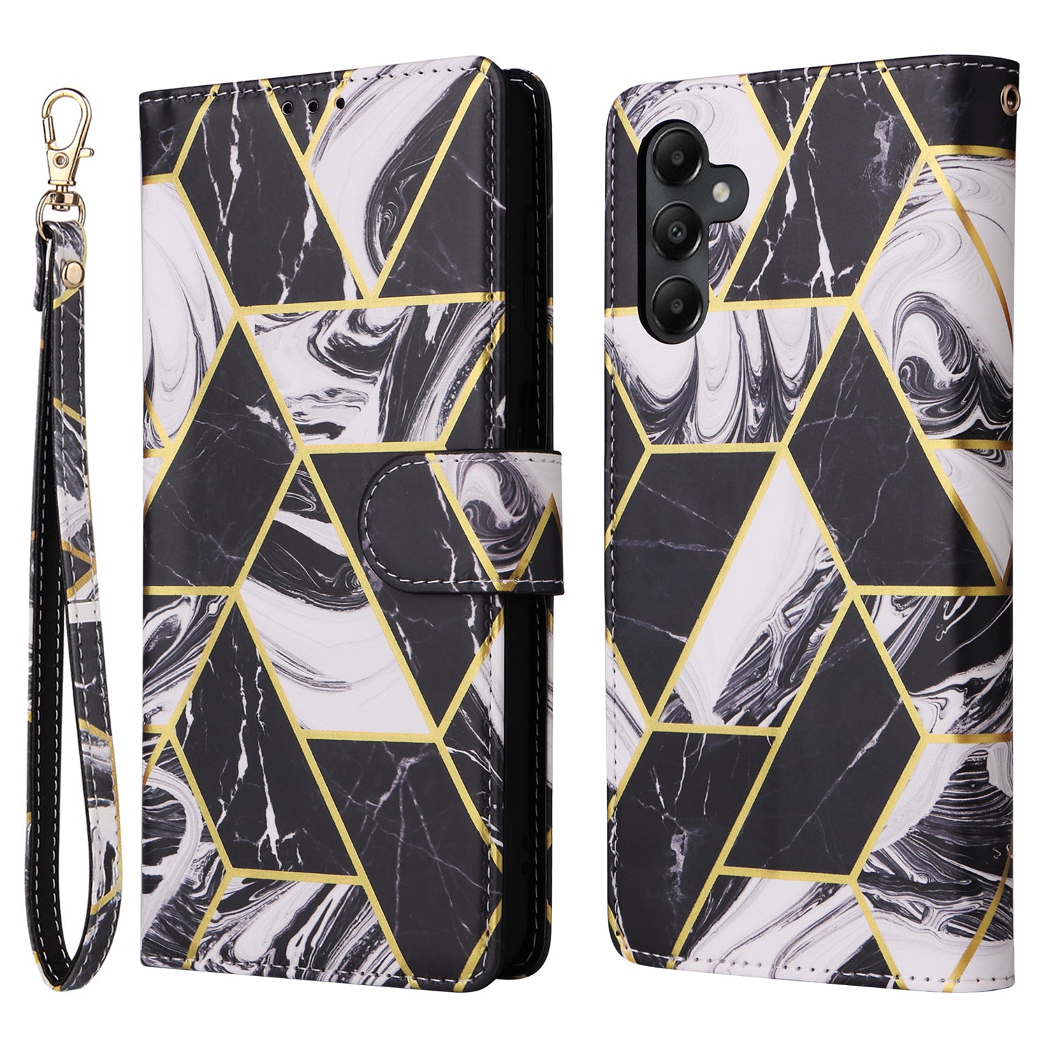 For Samsung Galaxy A05s 4G Case Lacquered Leather Phone Shell Marble Pattern Design