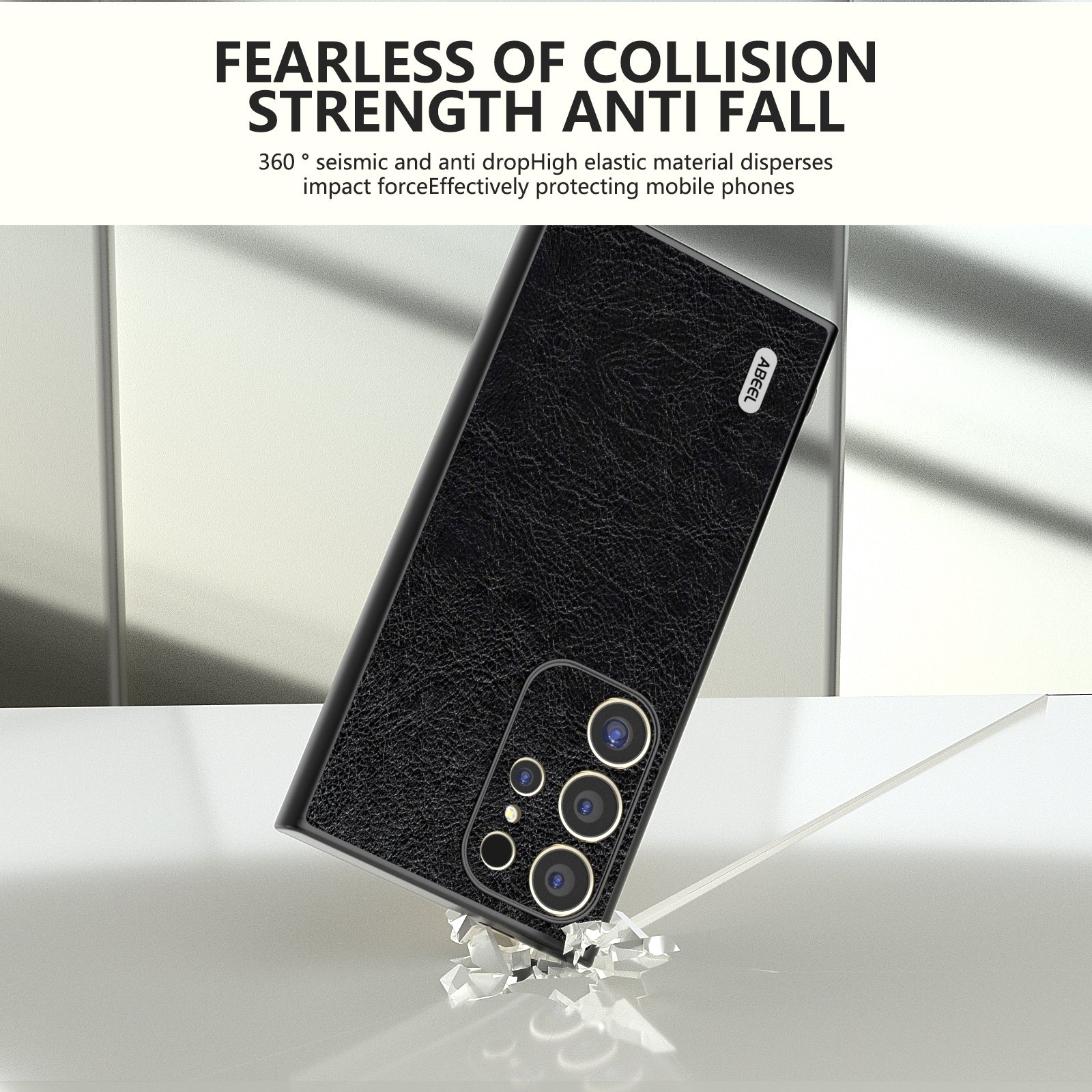 ABEEL For Samsung Galaxy S24 Ultra Case PU Leather Coated PC+TPU Non-Slip Grip Cover
