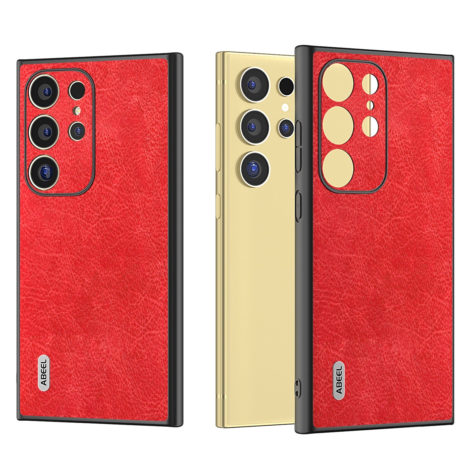 ABEEL For Samsung Galaxy S24 Ultra Case PU Leather Coated PC+TPU Non-Slip Grip Cover