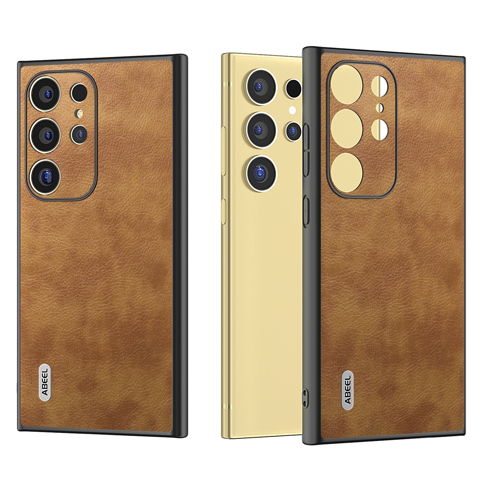 ABEEL For Samsung Galaxy S24 Ultra Case PU Leather Coated PC+TPU Non-Slip Grip Cover