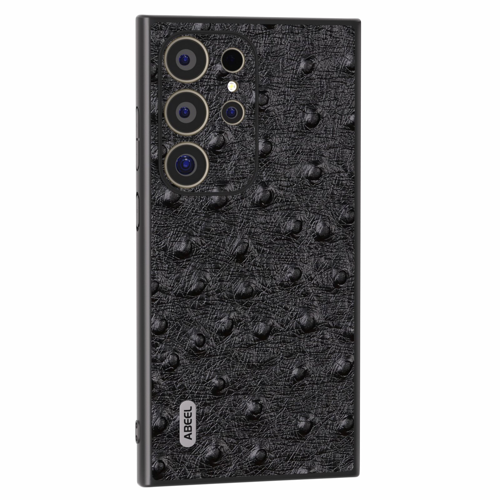 ABEEL For Samsung Galaxy S24 Ultra Case Ostrich Pattern Genuine Cow Leather Back Phone Cover
