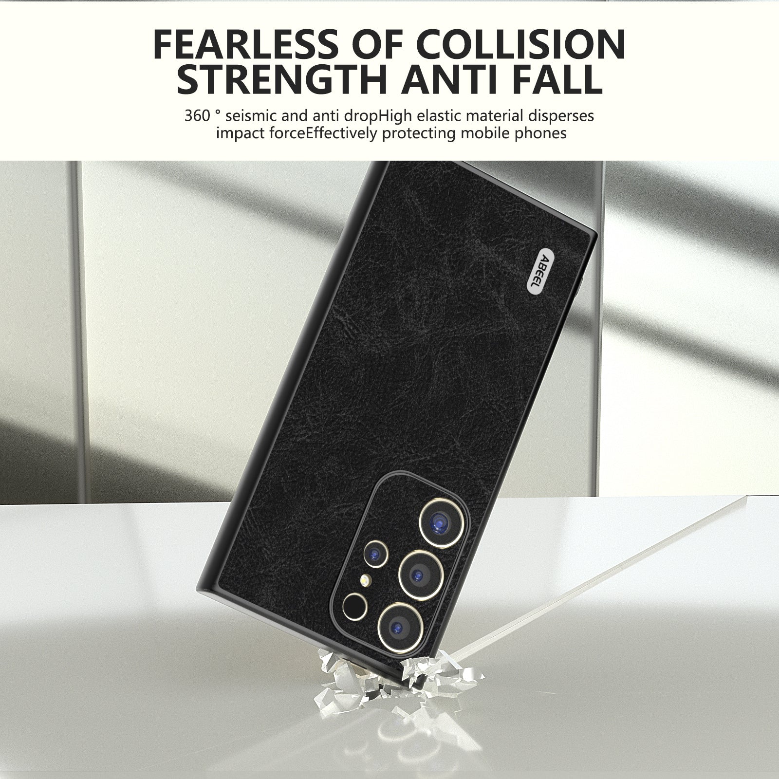 ABEEL For Samsung Galaxy S24 Ultra Case PU+PC+TPU Litchi Texture Anti-Scratch Phone Cover
