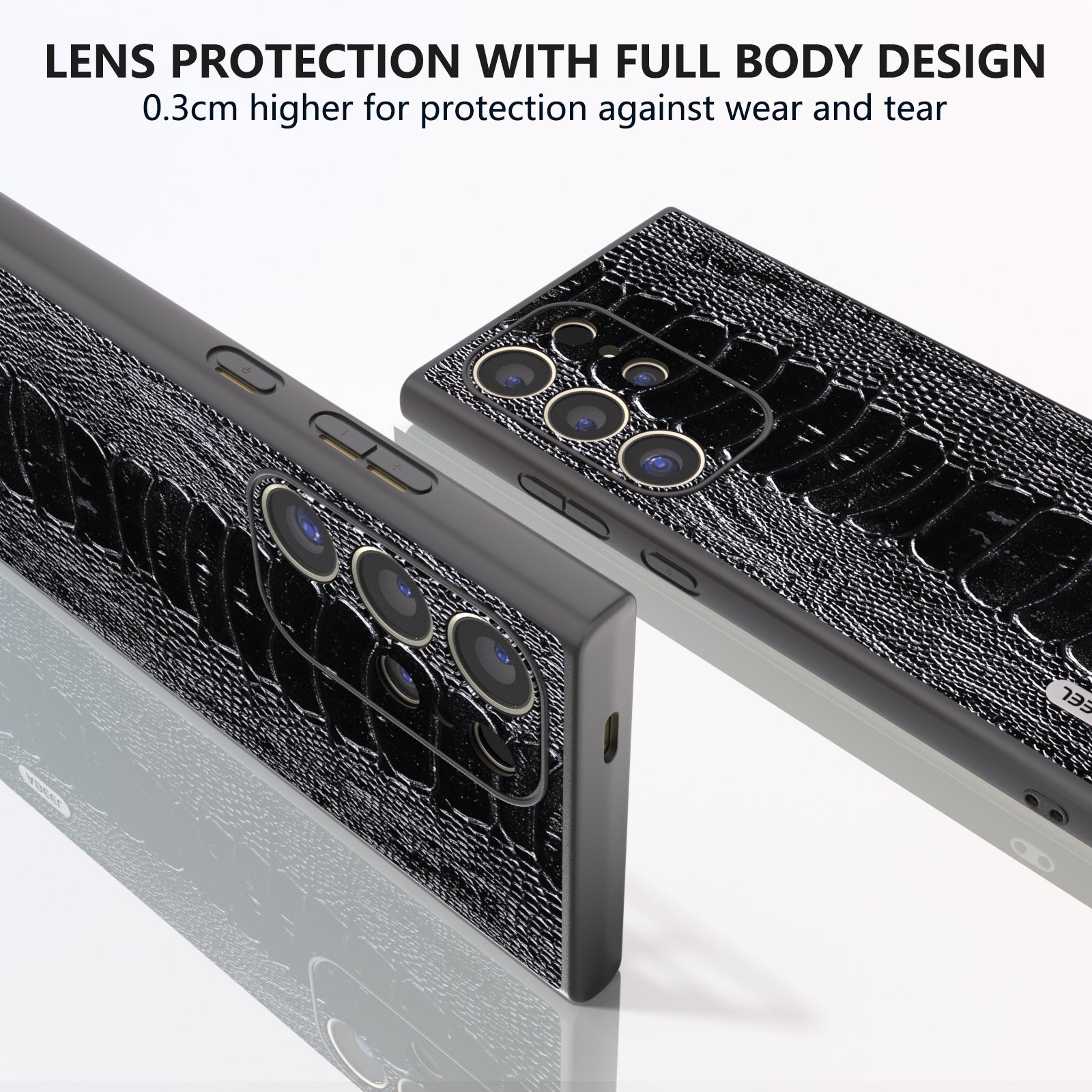 ABEEL For Samsung Galaxy S24 Ultra Case Crocodile Texture Genuine Cow Leather+PC+TPU Cover