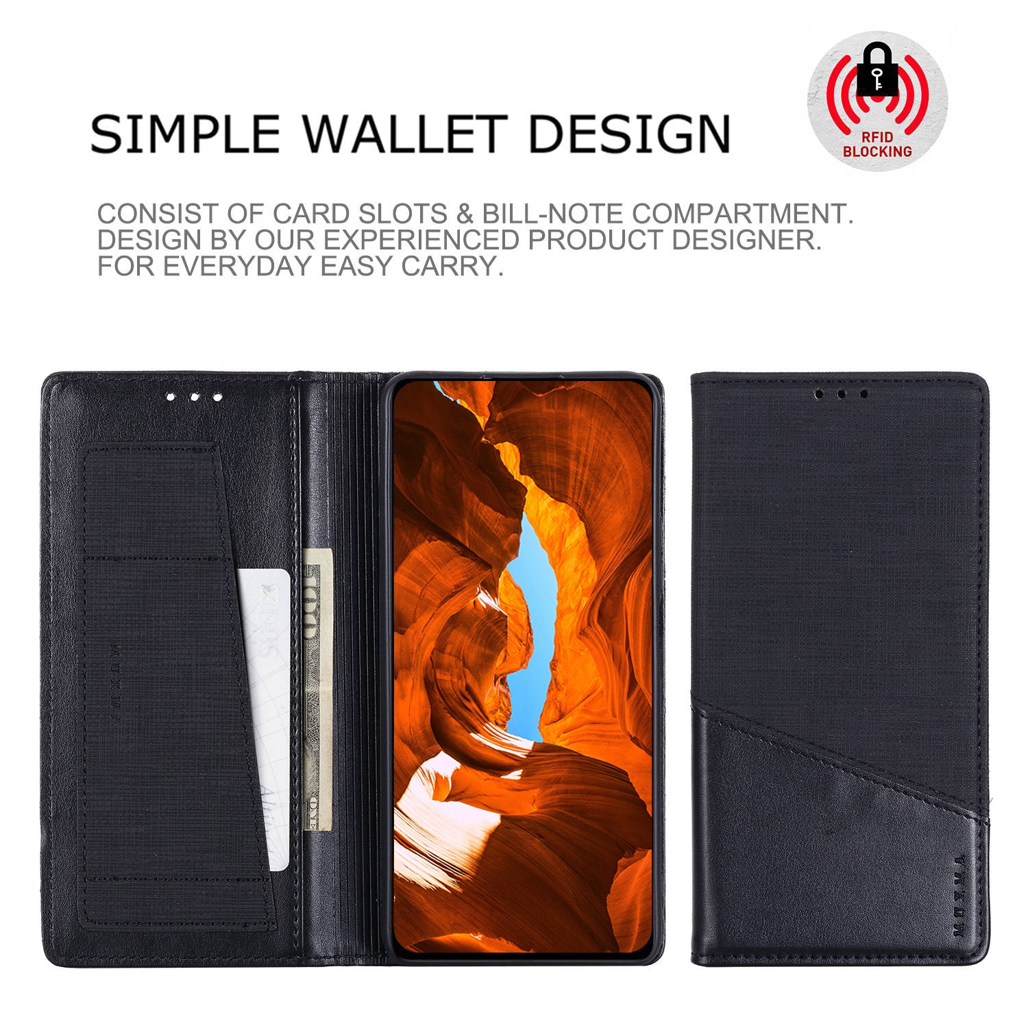 MUXMA MX109 For Realme 12+ 5G Case RFID Blocking Magnetic Closing Phone Cover