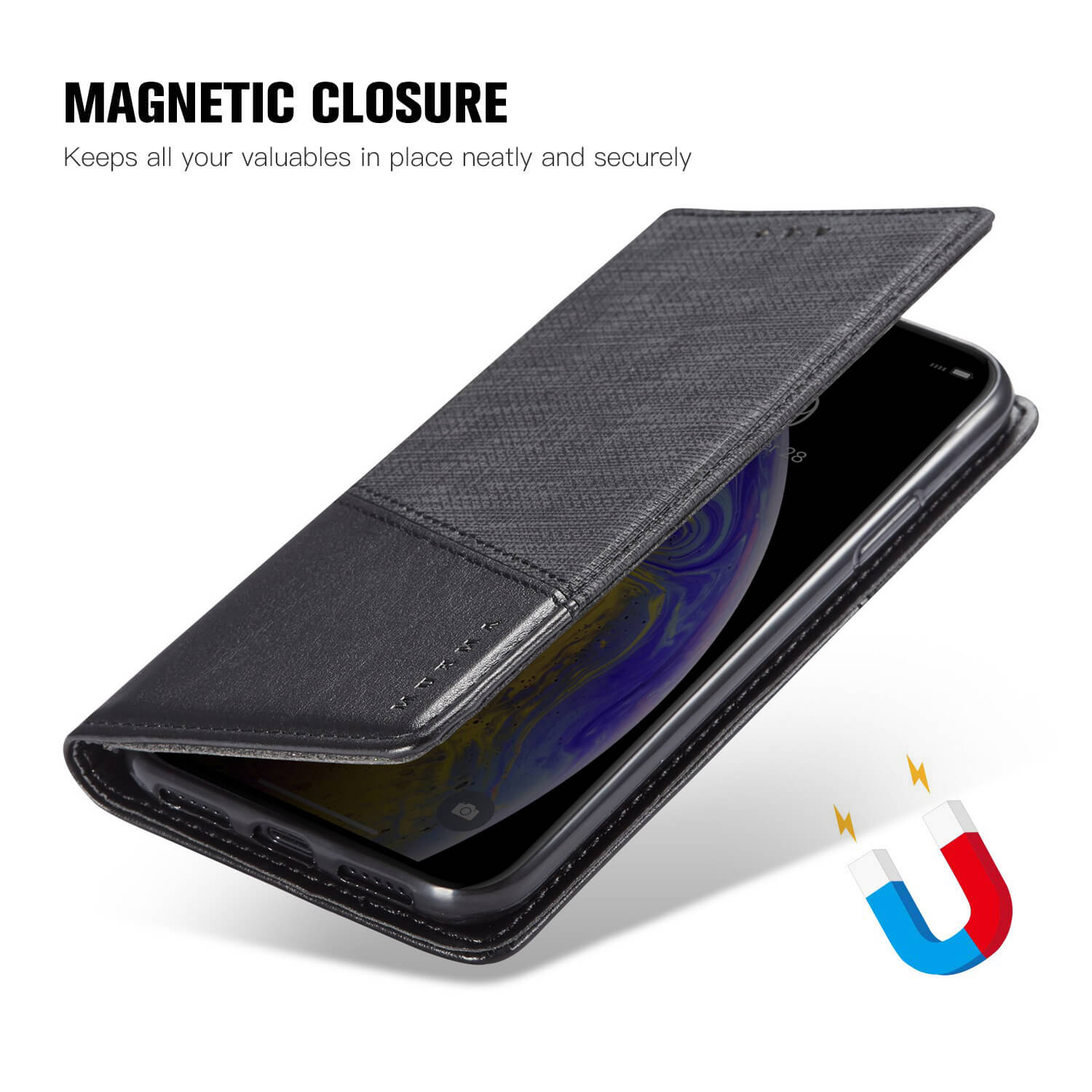 MUXMA MX109 For Realme 12+ 5G Case RFID Blocking Magnetic Closing Phone Cover