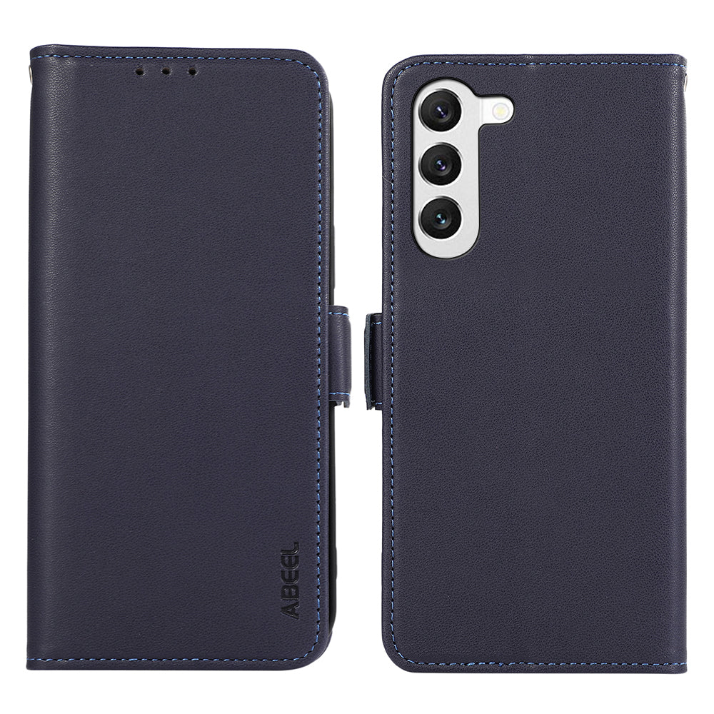 ABEEL For Samsung Galaxy S23 Wallet Case RFID Blocking PU Leather Anti-drop Cell Phone Cover
