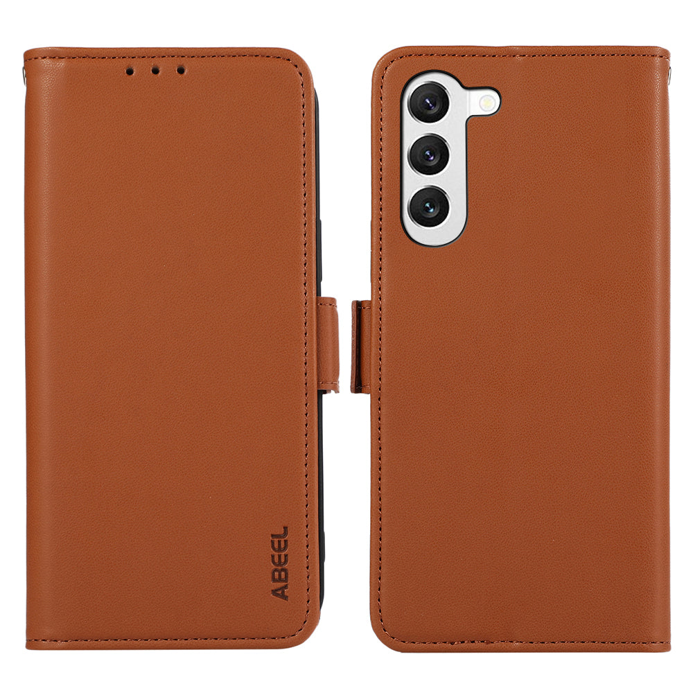 ABEEL For Samsung Galaxy S23 Wallet Case RFID Blocking PU Leather Anti-drop Cell Phone Cover