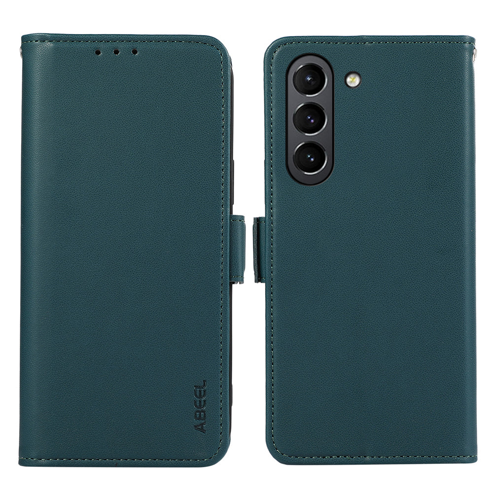 ABEEL RFID Blocking Phone Case for Samsung Galaxy S21 FE 5G Soft PU Leather Wallet Phone Stand Cover