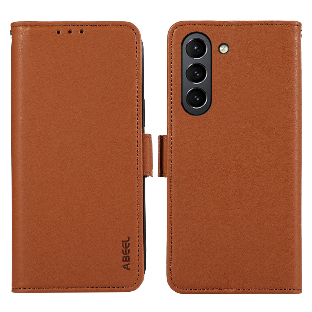 ABEEL RFID Blocking Phone Case for Samsung Galaxy S21 FE 5G Soft PU Leather Wallet Phone Stand Cover