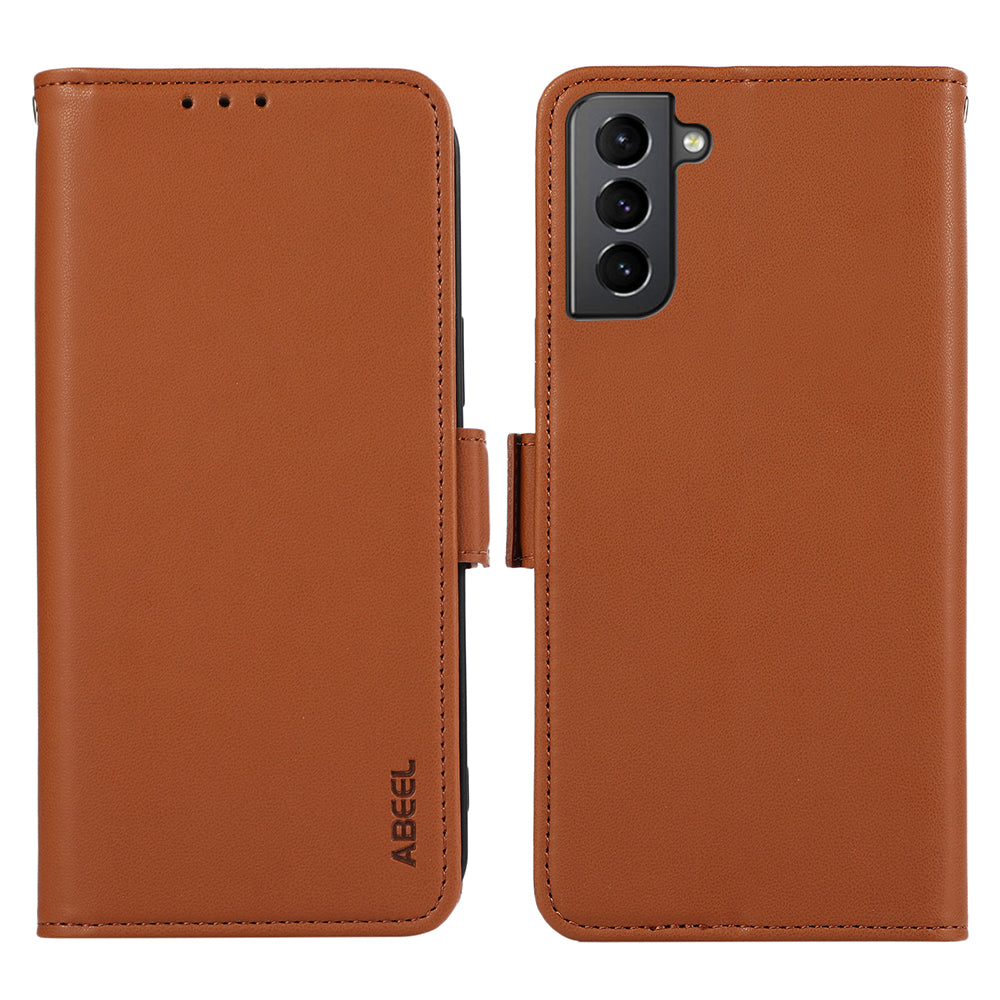 ABEEL For Samsung Galaxy S21+ 5G Wallet Stand Case RFID Blocking PU Leather Cell Phone Cover