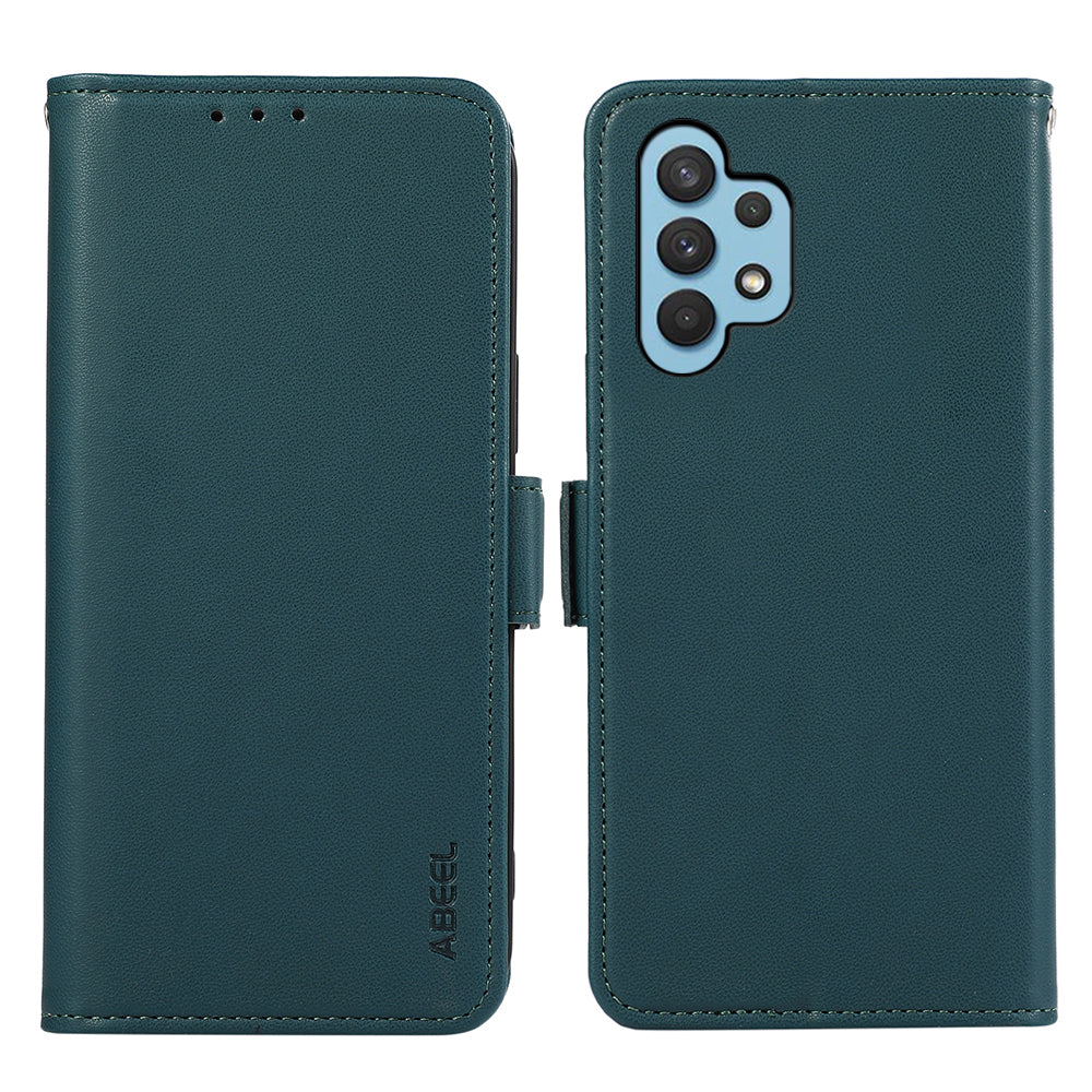 ABEEL For Samsung Galaxy A32 4G (EU Version) RFID Blocking Wallet Leather Case Phone Shell
