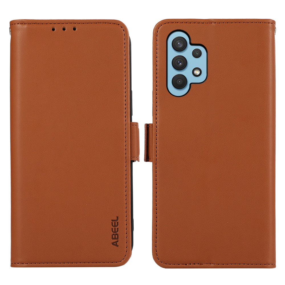 ABEEL For Samsung Galaxy A32 4G (EU Version) RFID Blocking Wallet Leather Case Phone Shell