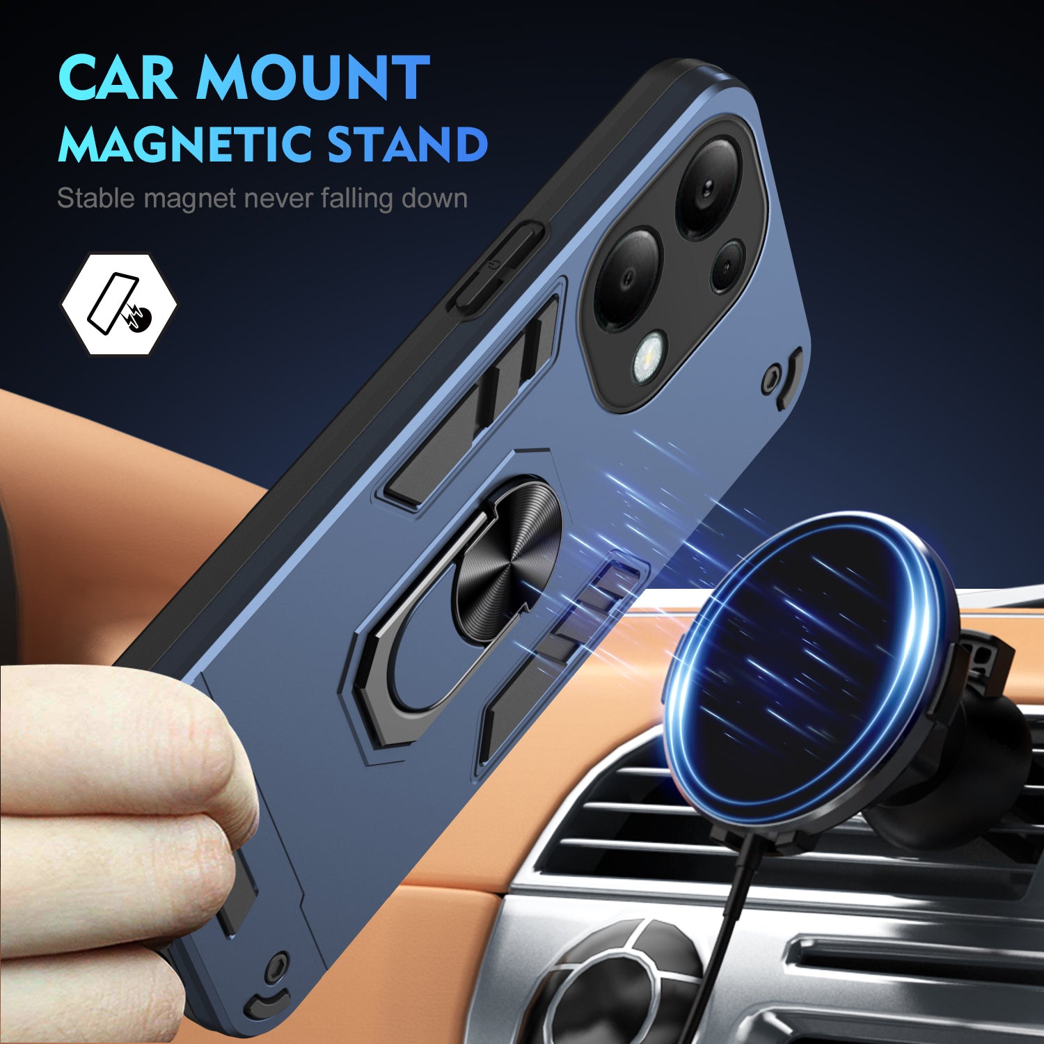 For Xiaomi Redmi Note 13 Pro 4G / Poco M6 Pro 4G Case Magnetic Car Mount Kickstand Phone Cover