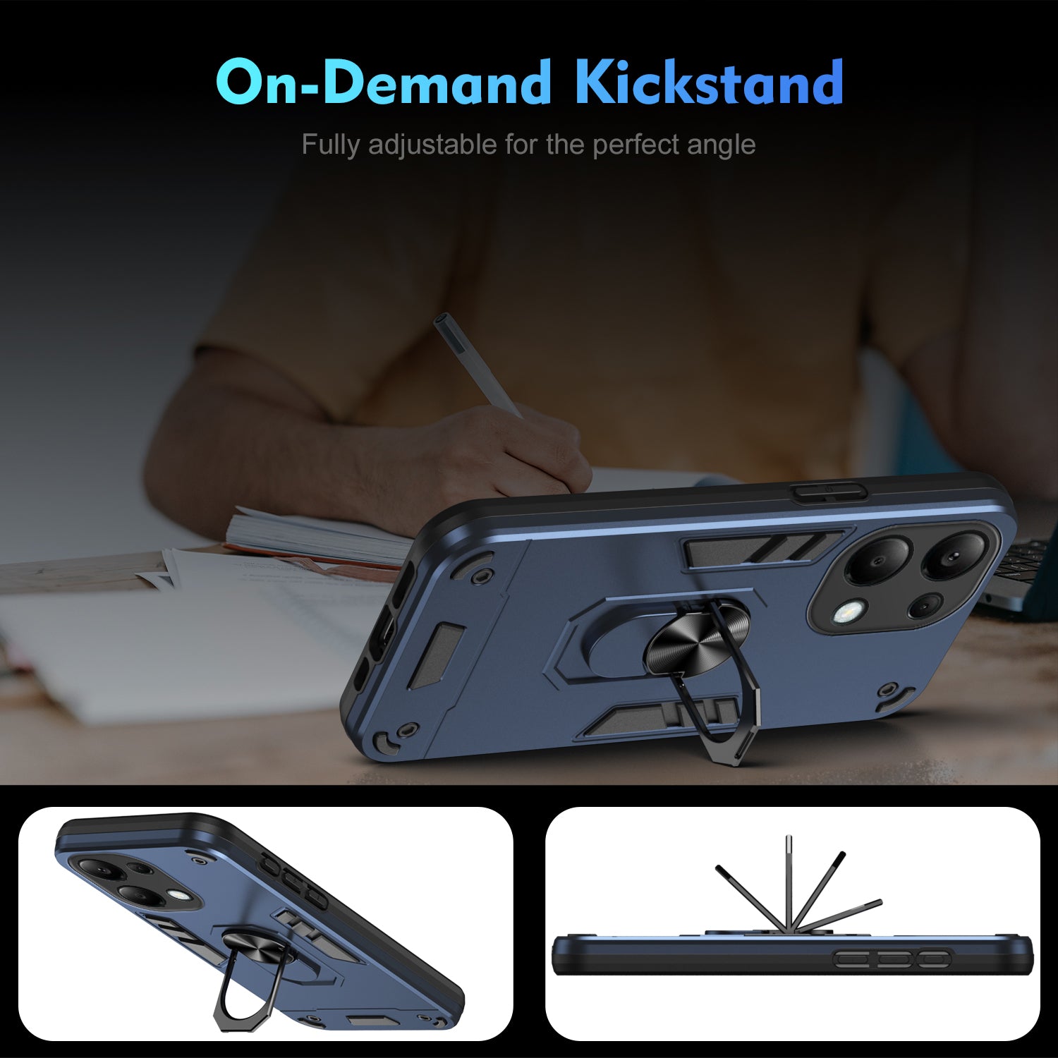 For Xiaomi Redmi Note 13 Pro 4G / Poco M6 Pro 4G Case Magnetic Car Mount Kickstand Phone Cover