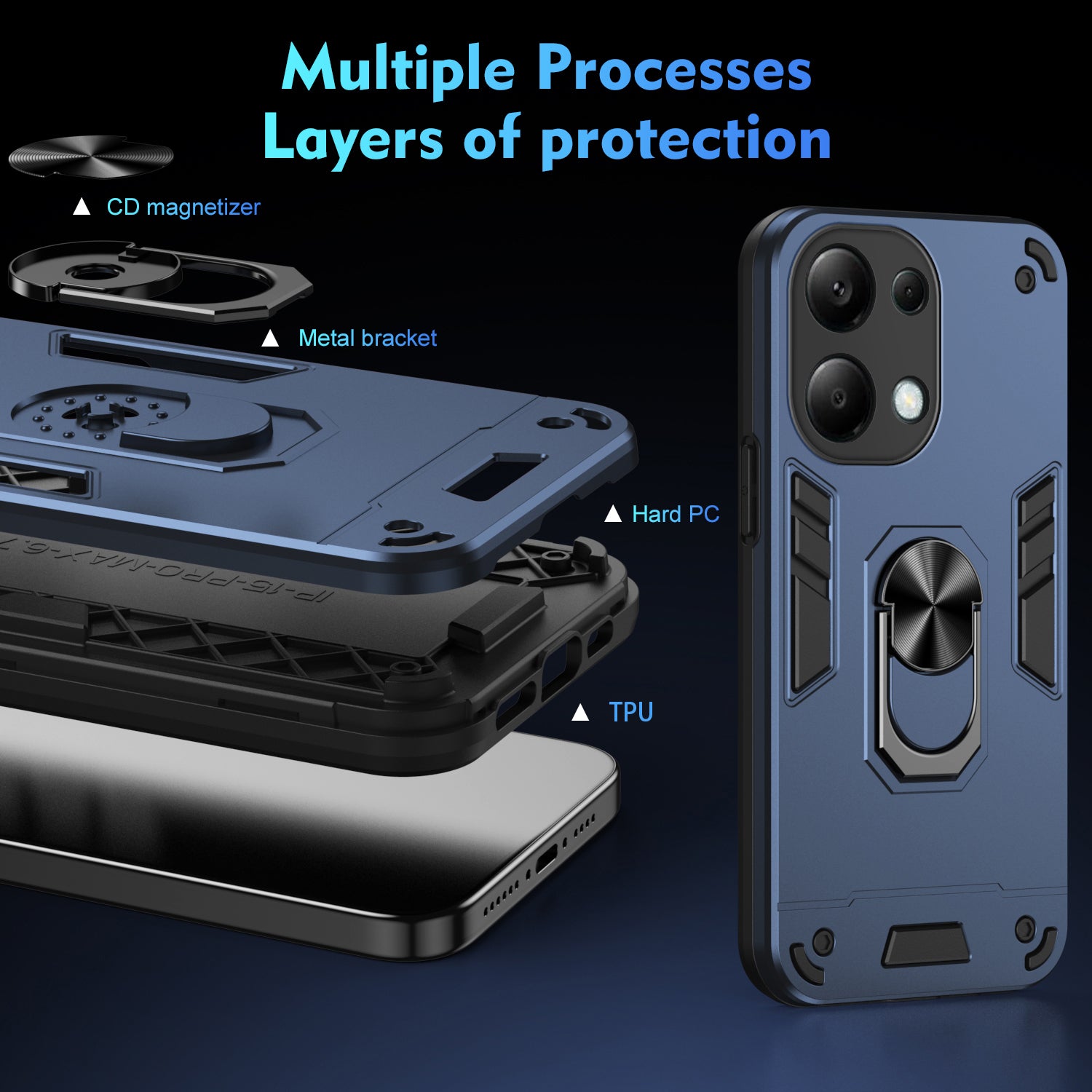 For Xiaomi Redmi Note 13 Pro 4G / Poco M6 Pro 4G Case Magnetic Car Mount Kickstand Phone Cover