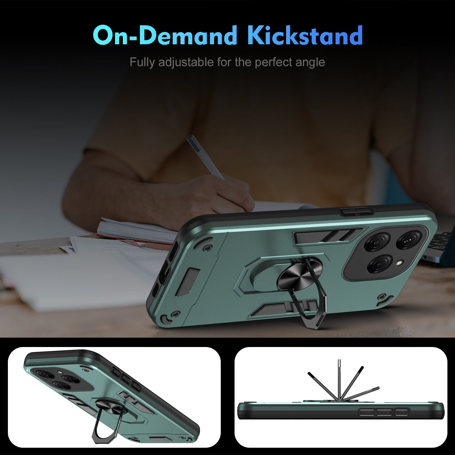 For Transsion Tecno Spark Go 2024 4G / Spark 20 / Infinix Smart 8 4G Case PC+TPU Kickstand Phone Cover