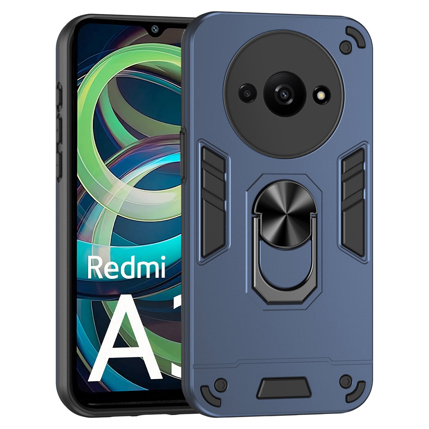 For Xiaomi Redmi A3 / Poco C61 4G Case Car Mount Kickstand Hybrid Hard PC Soft TPU Phone Cover
