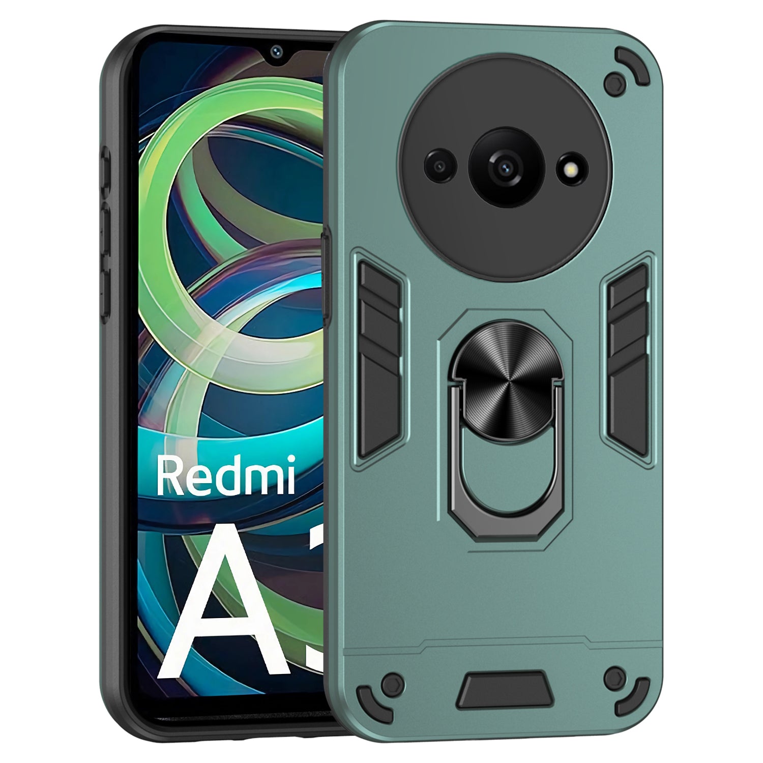 For Xiaomi Redmi A3 / Poco C61 4G Case Car Mount Kickstand Hybrid Hard PC Soft TPU Phone Cover