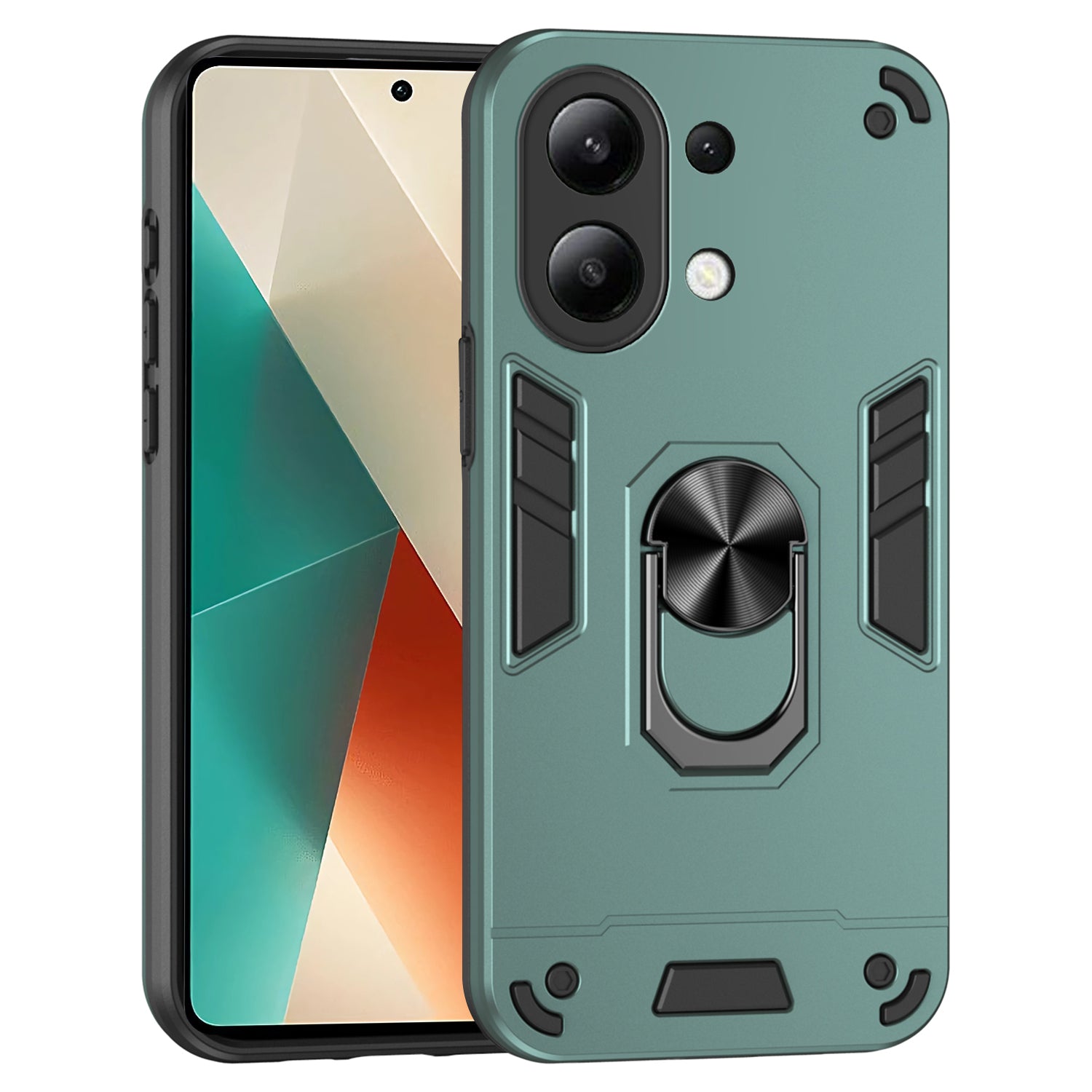 For Xiaomi Redmi Note 13 4G Case PC+TPU Shock-Absorption Phone Cover Support Magnetic Car Mount