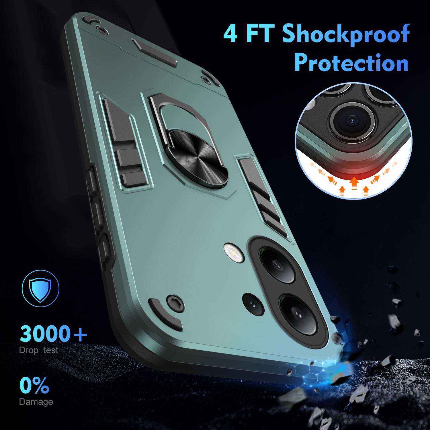 For Xiaomi Redmi Note 13 4G Case PC+TPU Shock-Absorption Phone Cover Support Magnetic Car Mount