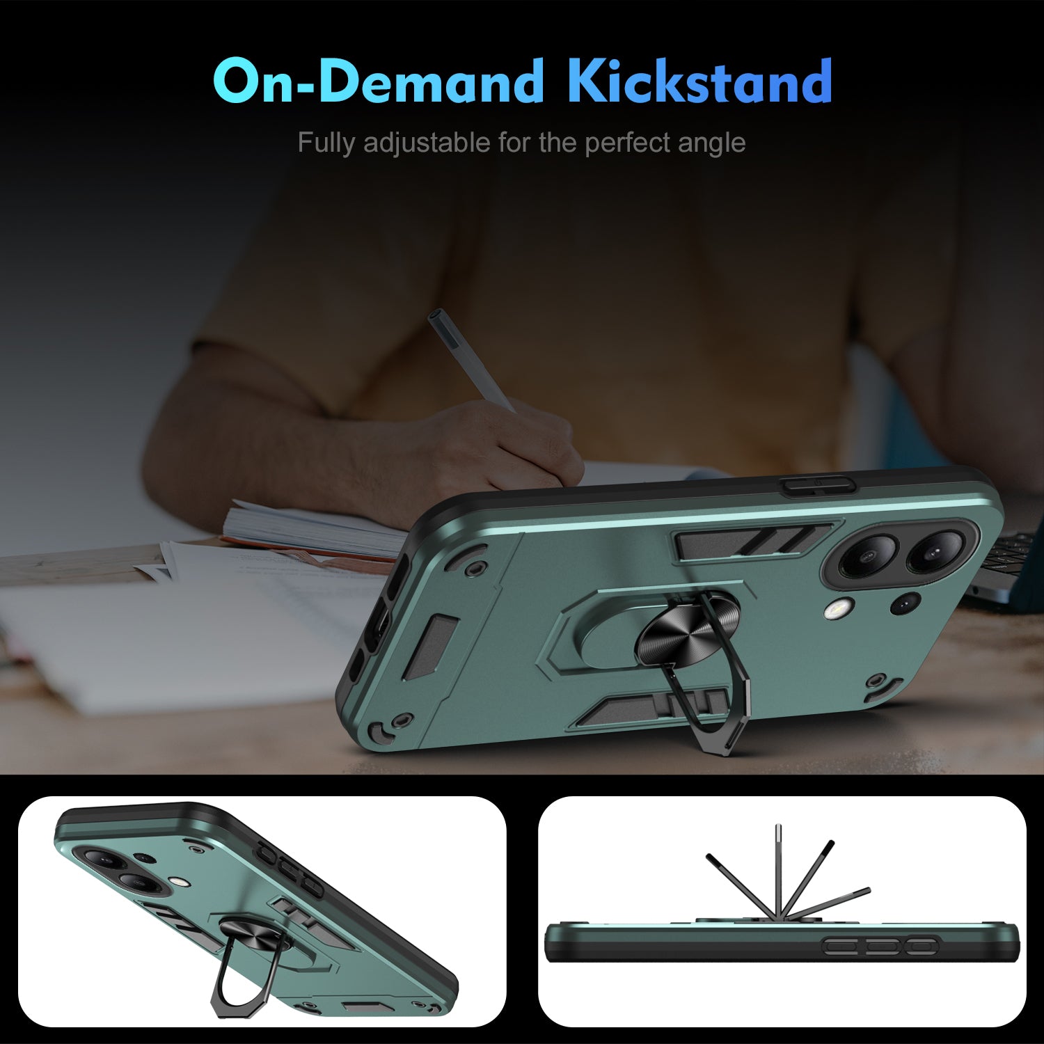 For Xiaomi Redmi Note 13 4G Case PC+TPU Shock-Absorption Phone Cover Support Magnetic Car Mount