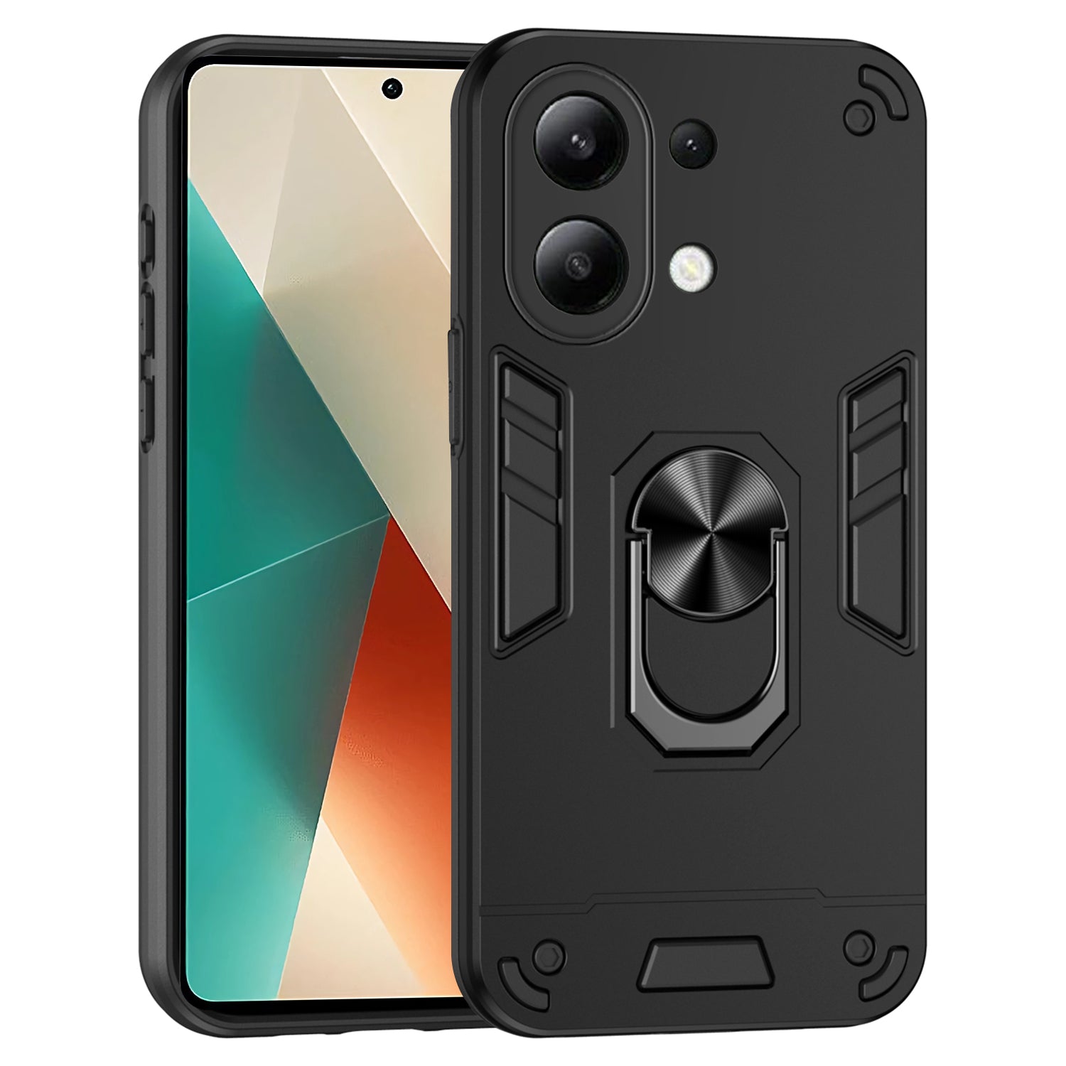 For Xiaomi Redmi Note 13 4G Case PC+TPU Shock-Absorption Phone Cover Support Magnetic Car Mount
